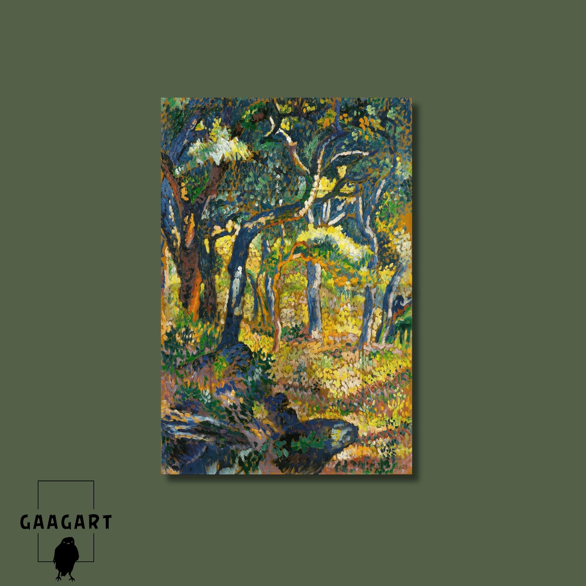 Tekli Dikey Kanvas Tablo Ünlü Eserler Henri-Edmond Cross Une Clairiere En Provence