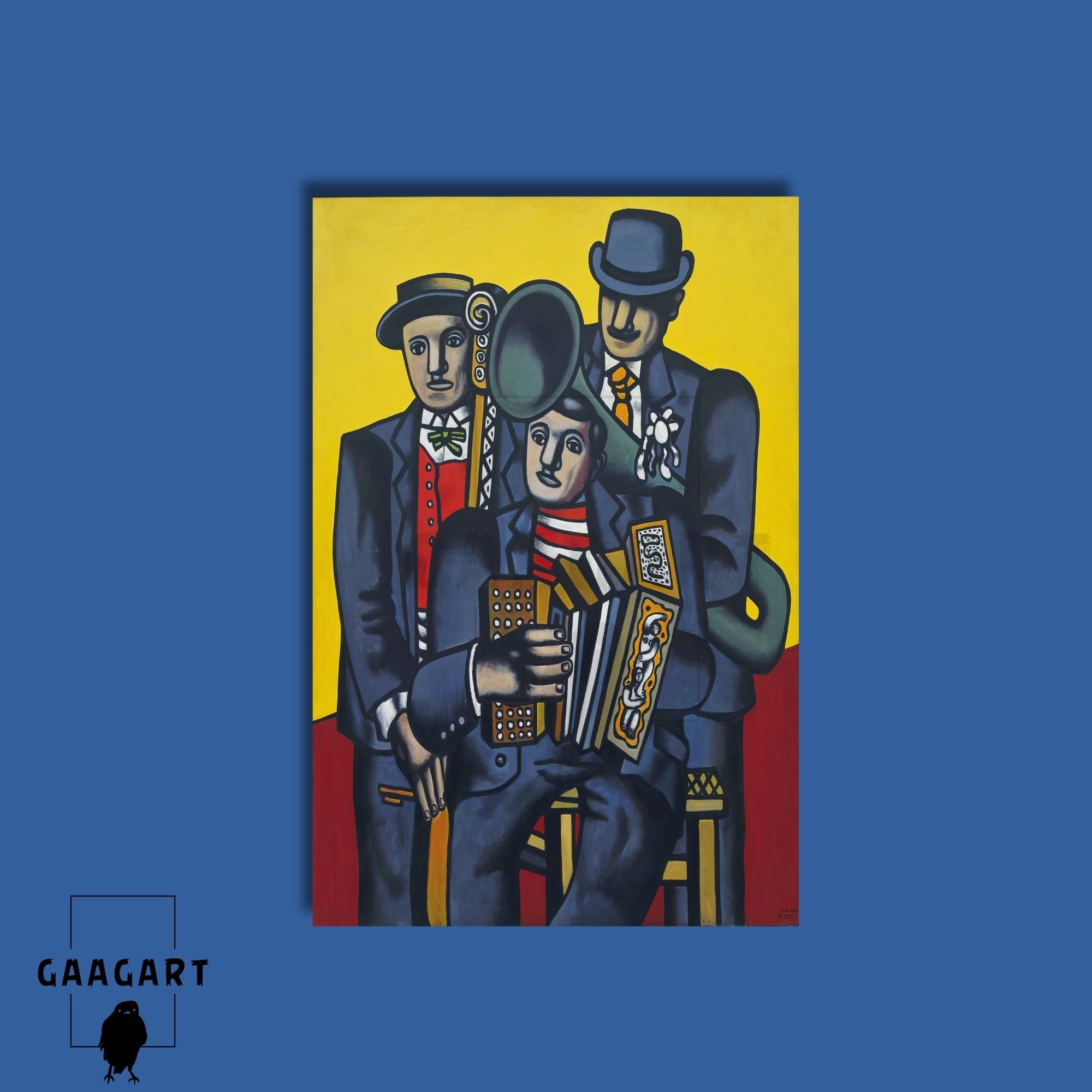 Tekli Dikey Kanvas Tablo Ünlü Eserler Fernand Leger The Three Musicians