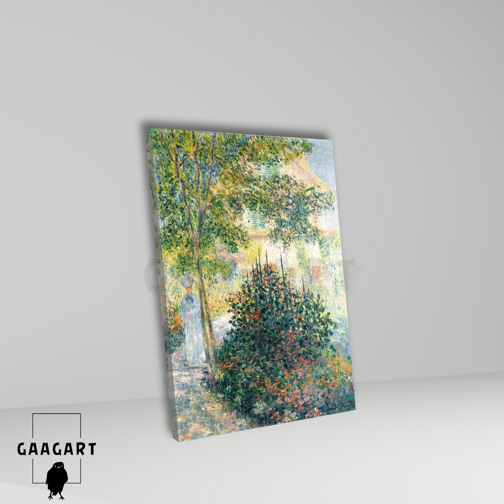 Tekli Dikey Kanvas Tablo Ünlü Eserler Claude Monet İn The Garden At House