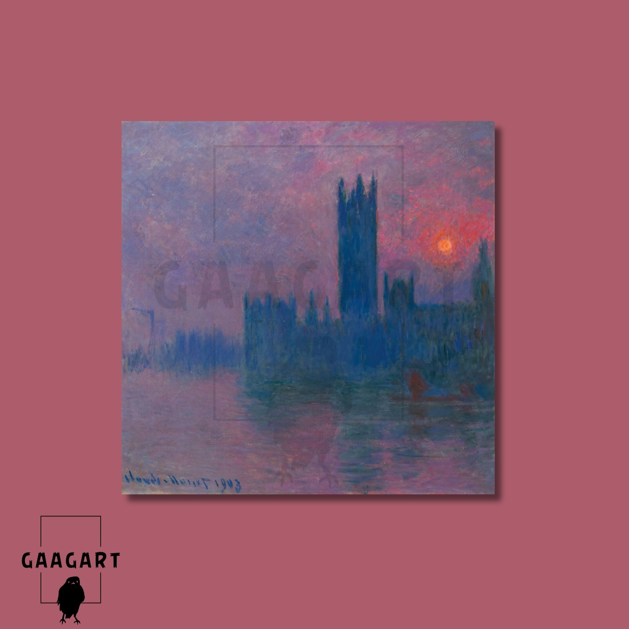 Kare Kanvas Ünlü Eserler Monet Le Parlement Soleil Couchant (1900-1903)