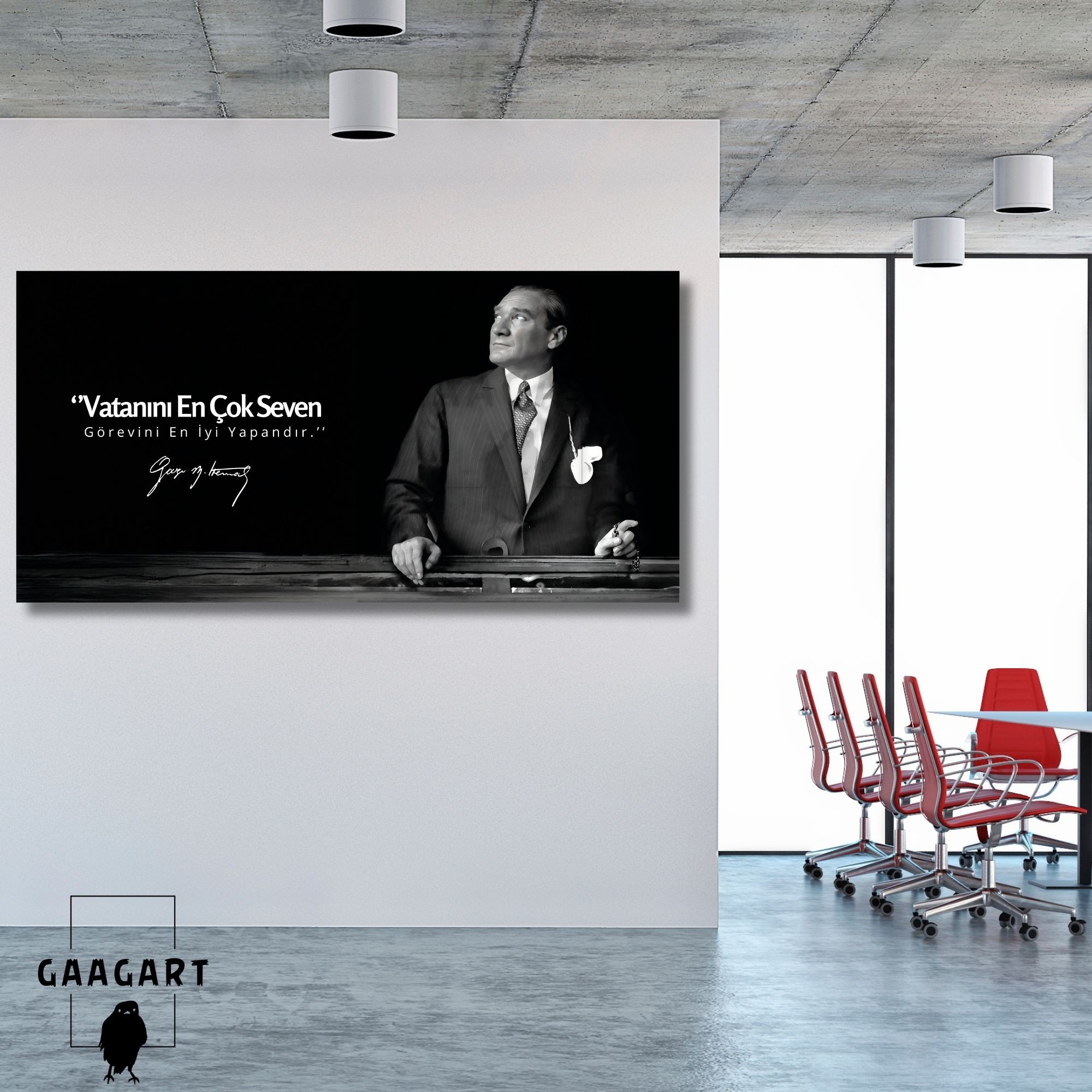 Panoramik Kanvas Makam Panosu Atatürk ‘’Vatanını En Çok Seven Görevini En İyi Yapandır.’’