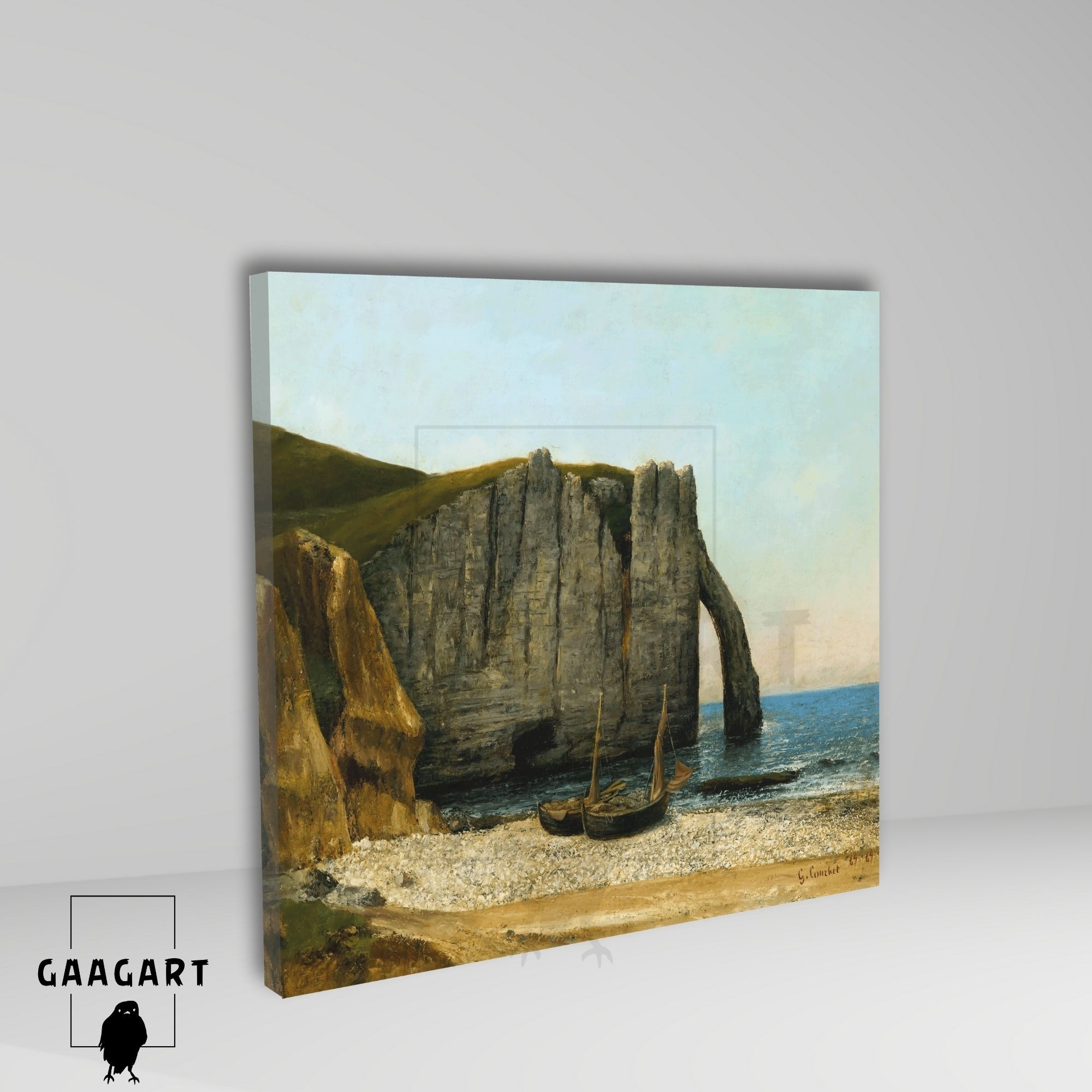 Kare Kanvas Tablo Ünlü Eserler Gustave Courbet-Falaises d’Étretat (1869)