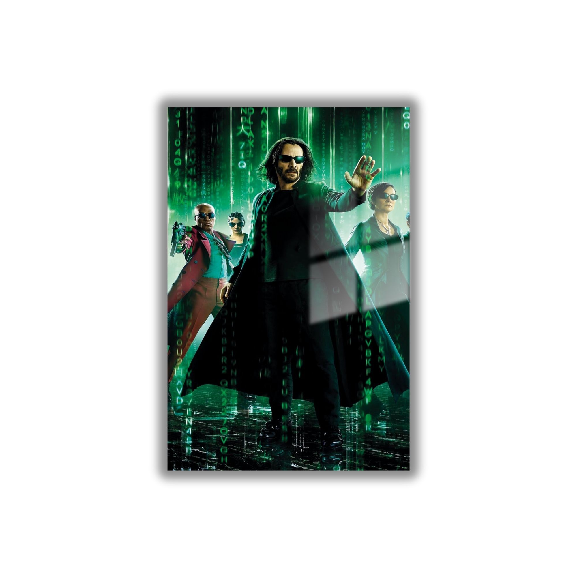 Temperli Gerçek Cam Tablo Matrix Karakteri Film Görseli