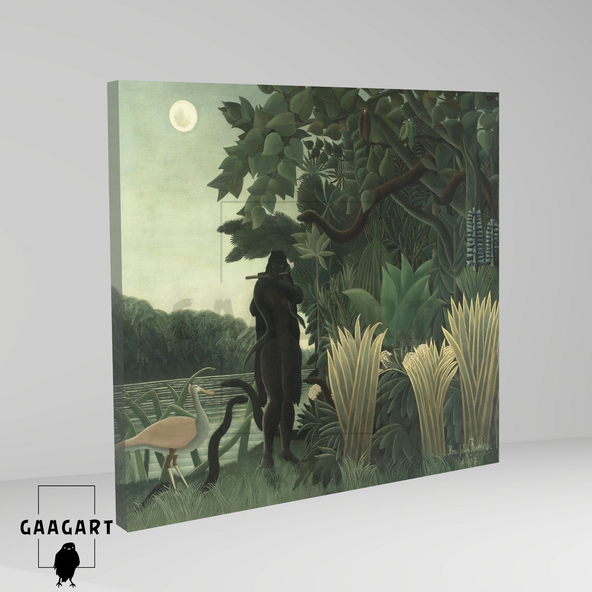 Kare Kanvas Tablo Ünlü Eserler Henri Rousseau-The Snake Charmer (1907)