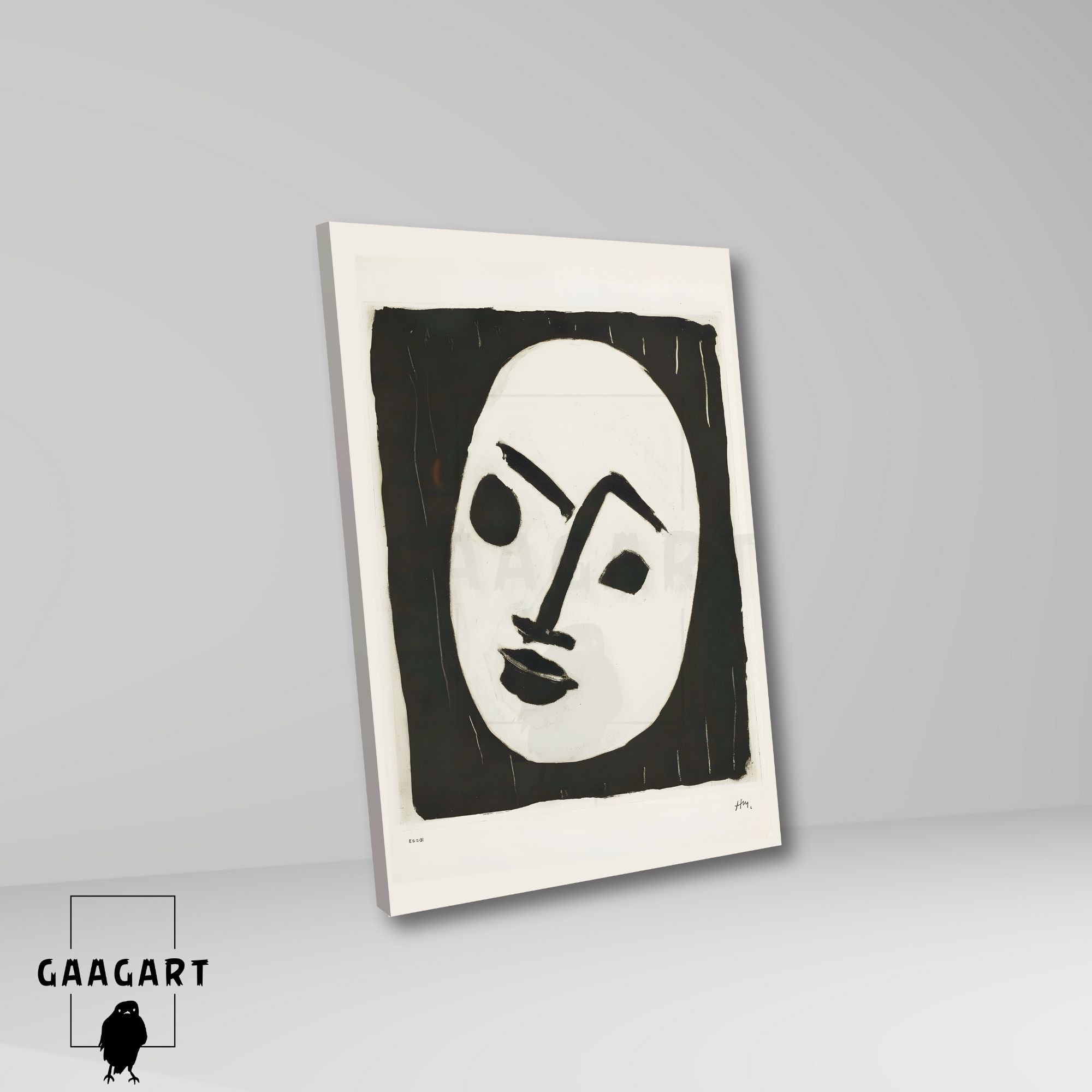 Tekli Dikey Kanvas Tablo Ünlü Eserler Henri Matisse Masque Fond Noir