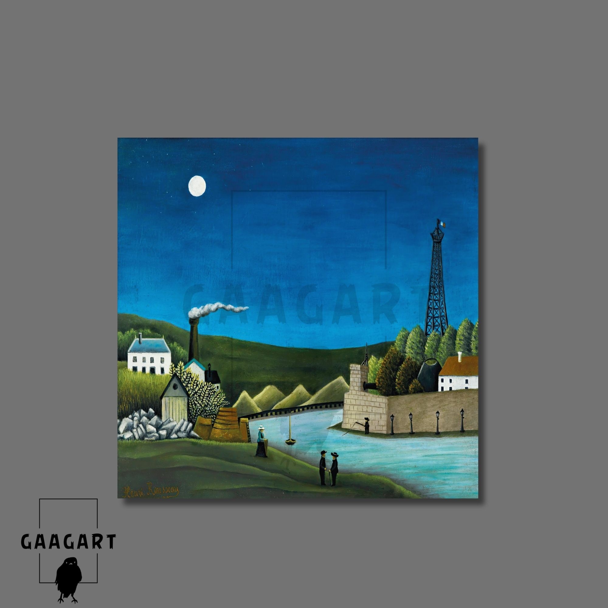 Kare Kanvas Tablo Ünlü Eserler Henri Rousseau-La Seine À Suresnes