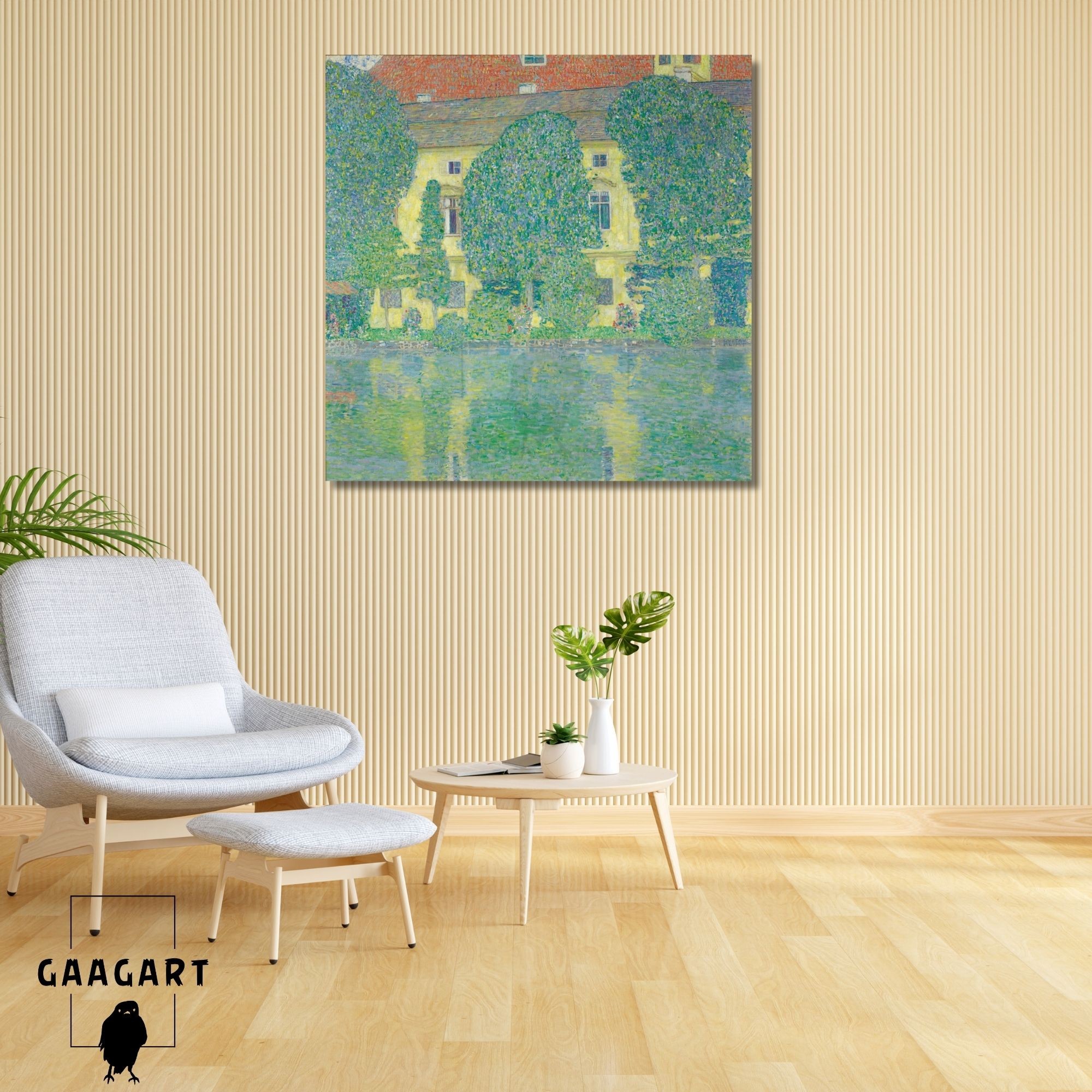 Kare Kanvas Tablo Ünlü Eserler Gustav Klimt-Schloss Kammer am Attersee III