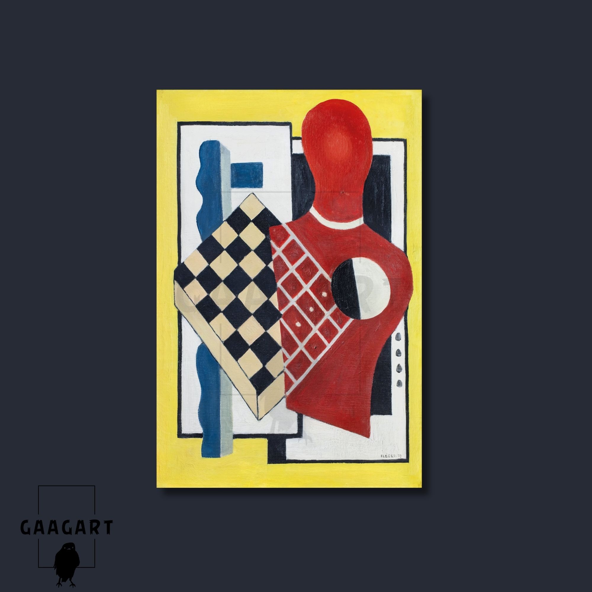 Tekli Dikey Kanvas Tablo Ünlü Eserler Fernand Leger Composition Au Damier