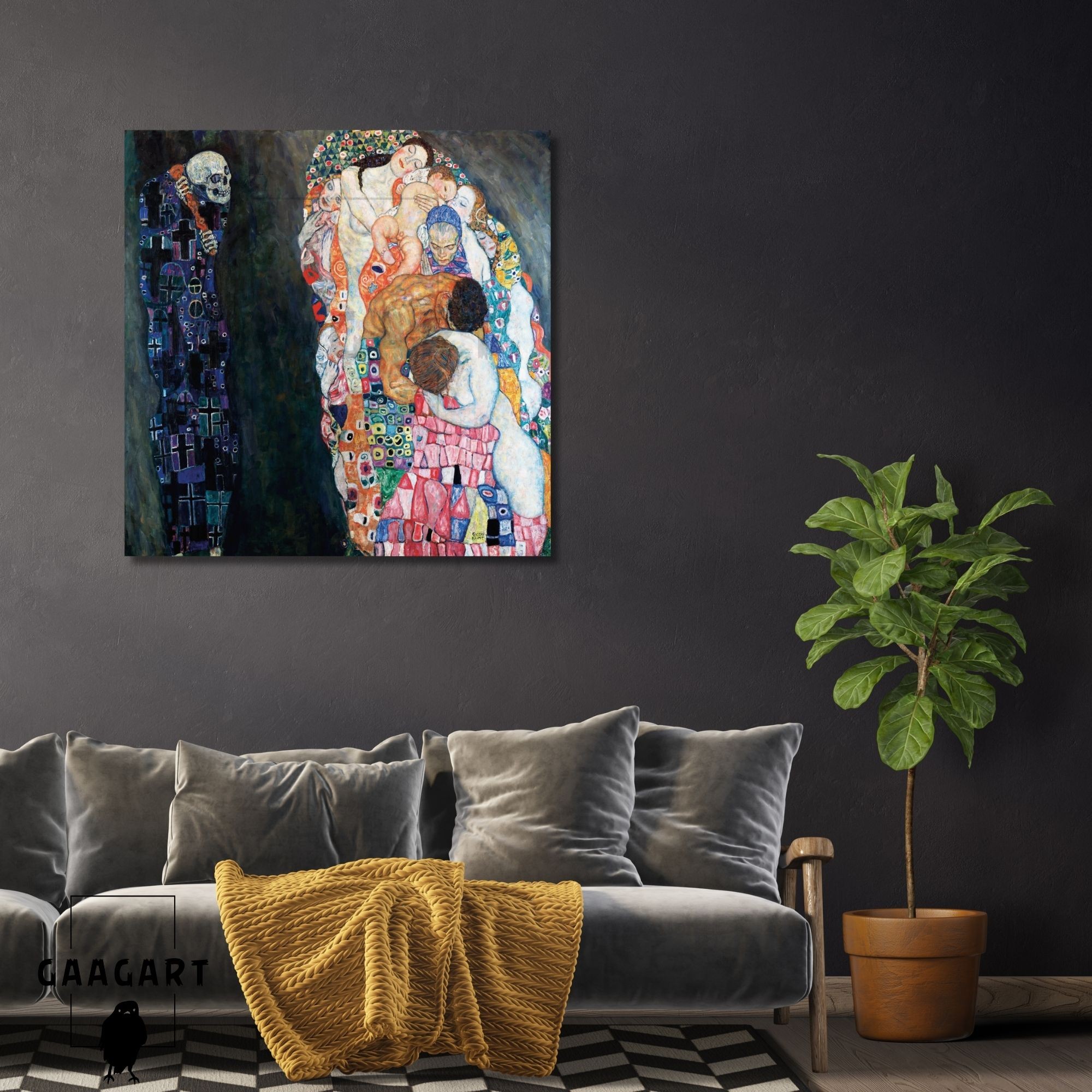 Kare Kanvas Tablo Ünlü Eserler Gustav Klimt Ölüm ve Yaşam