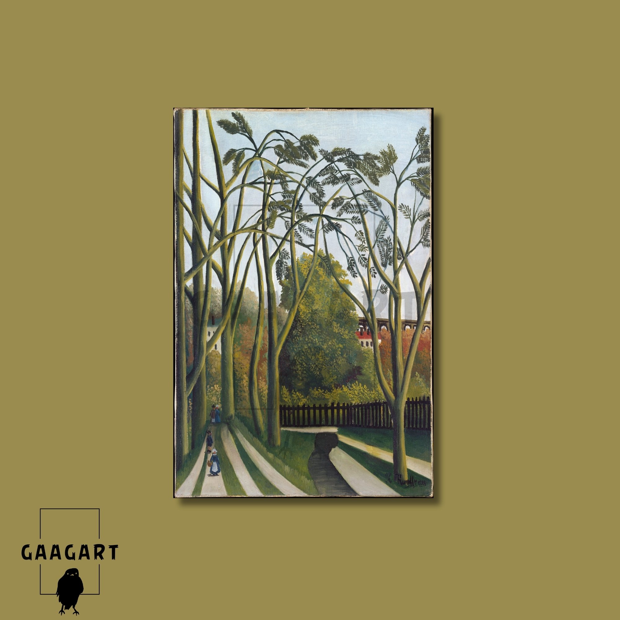 Tekli Dikey Kanvas Tablo Ünlü Eserler Henri Rousseau The Bievre Near Bicetre