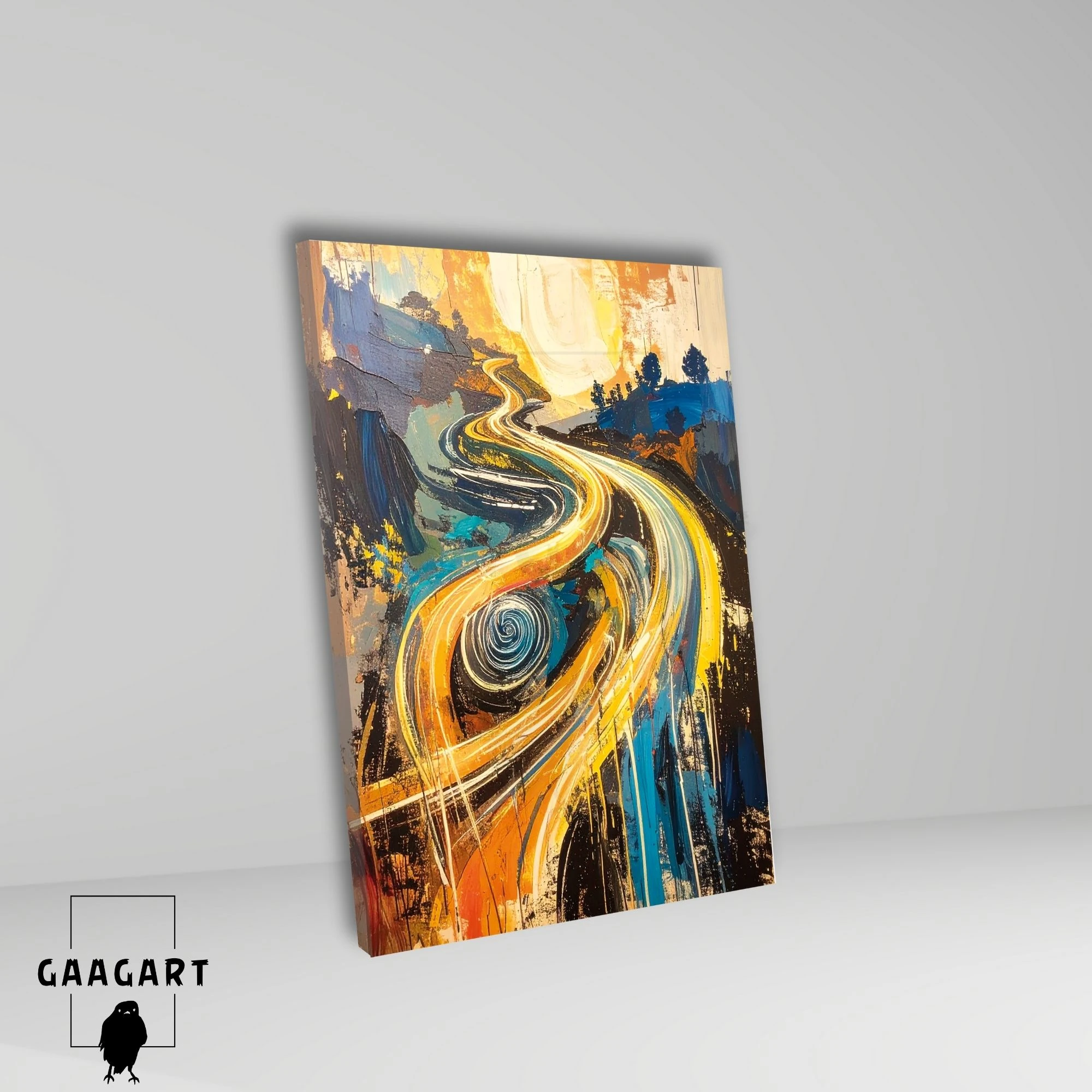 Tekli Dikey Kanvas Tablo Soyut Sanatsal Renkler Geçmişe Yolculuk