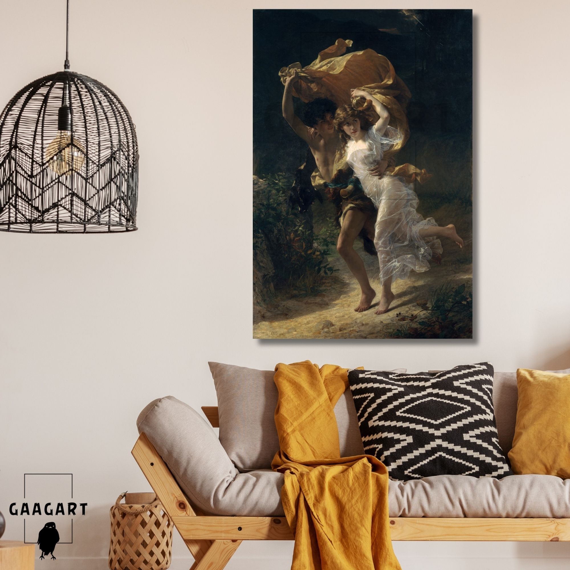 Tekli Dikey Kanvas Duvar Tablosu Ünlü Ressam Pierre Auguste Cot The Storm