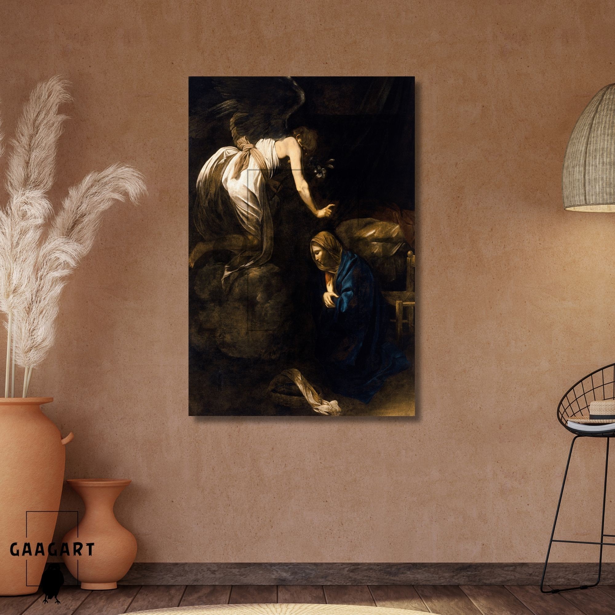 Tekli Dikey Kanvas Tablo Ünlü Eserler Caravaggio The Annunciation