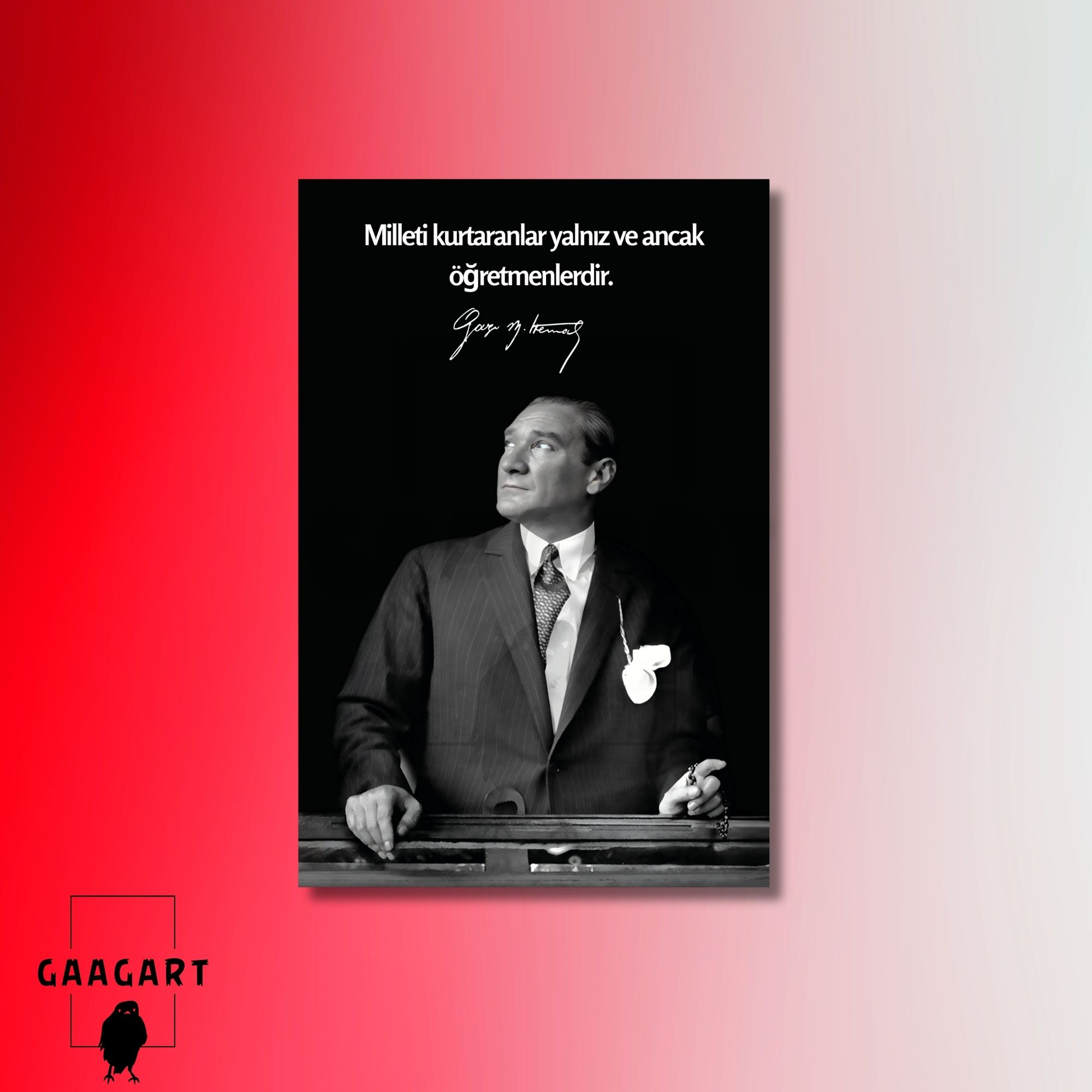 Tekli Dikey Kanvas Makam Panosu Atatürk Sözleri Öğretmenler Hakkında Sözü