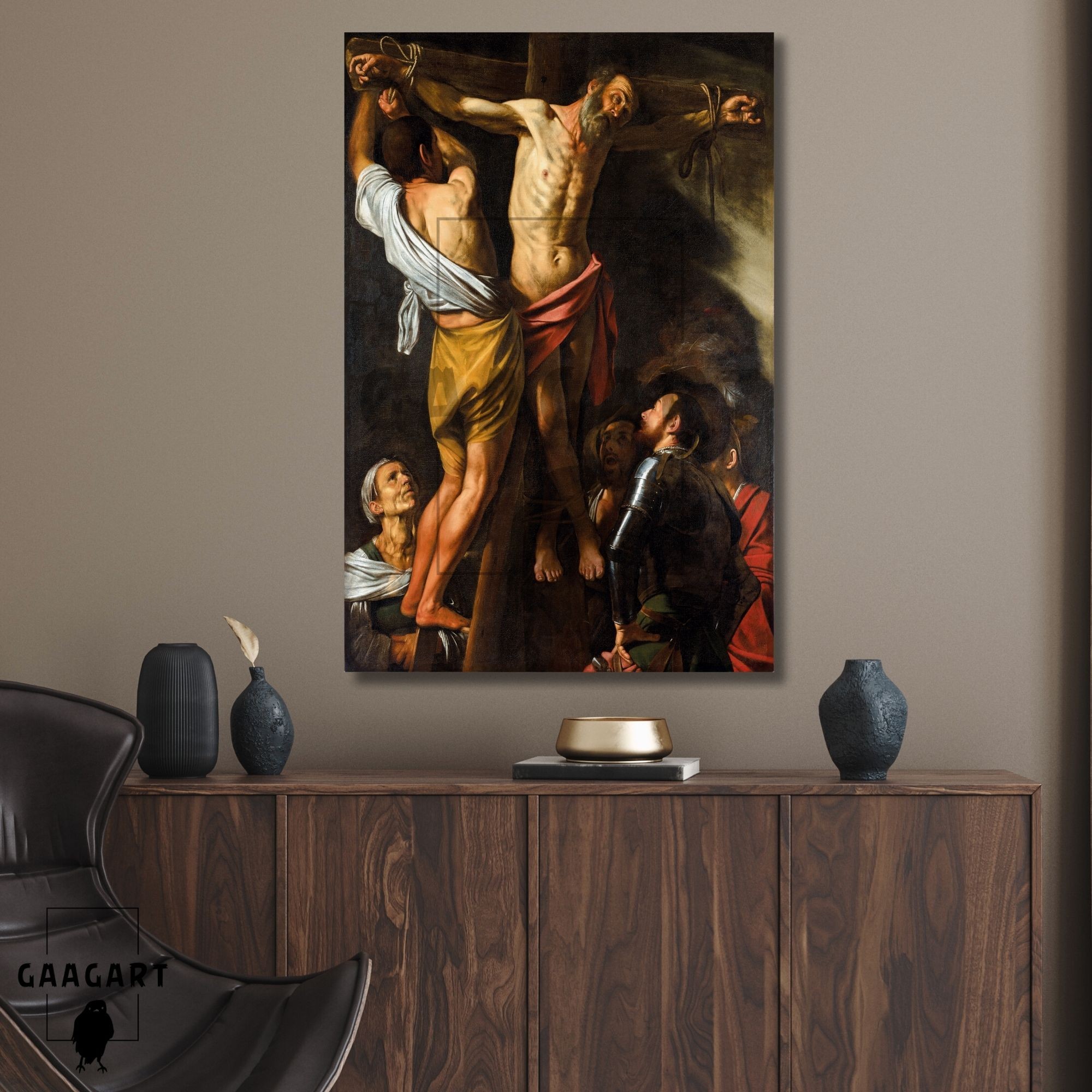 Tekli Dikey Kanvas Tablo Ünlü Eserler Caravaggio Andrew'un Çarmıha Gerilmesi