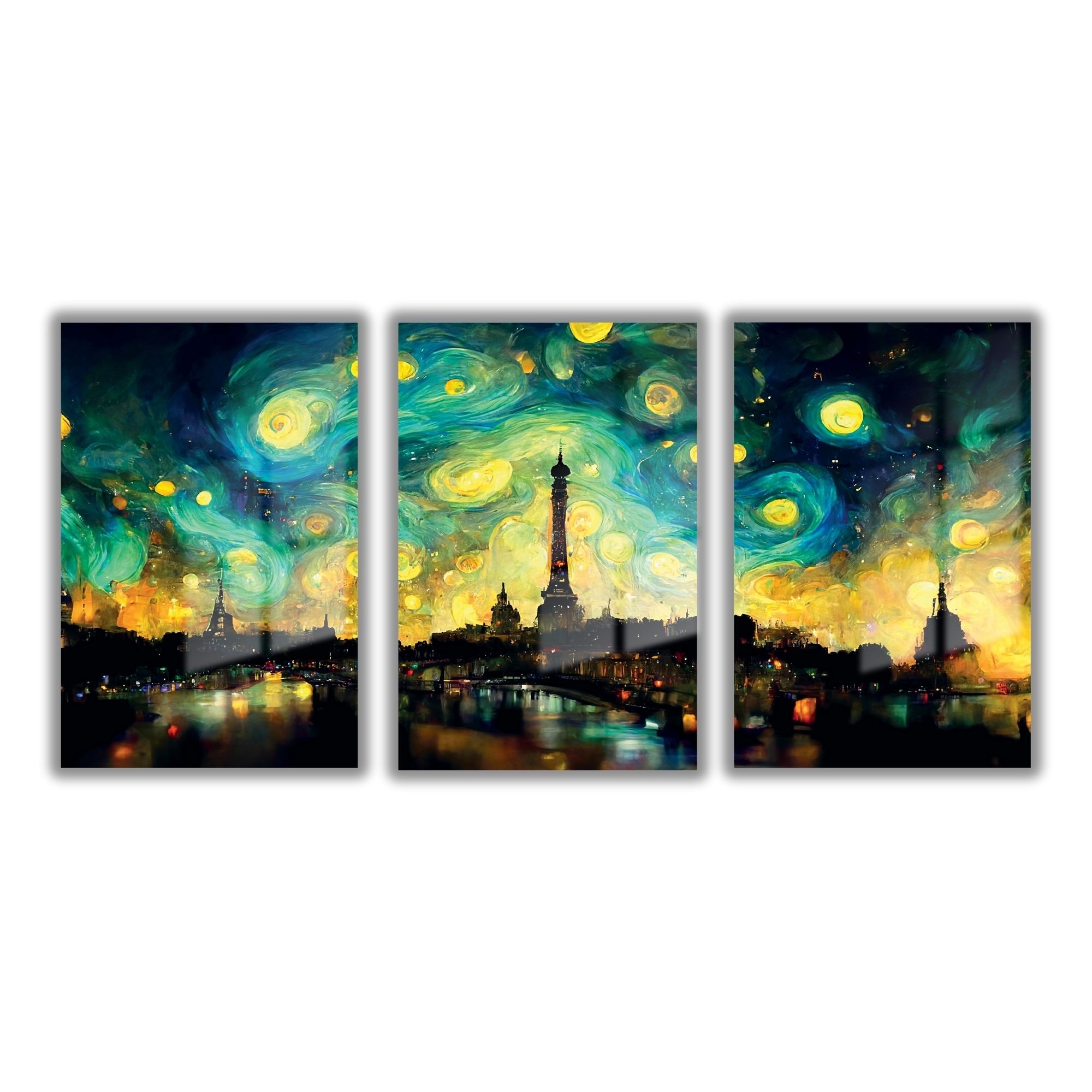 Cam Tablo Seti Van Gogh Yıldızlı Gece