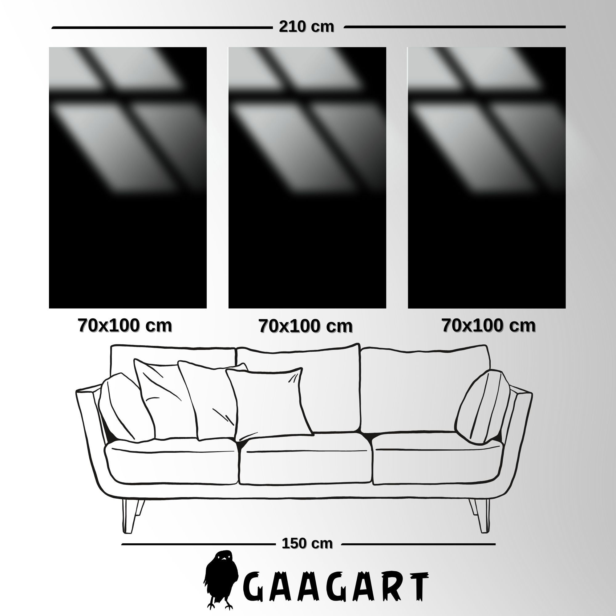 3'lü Metal Çerçeveli Cam Tablo Seti Gri Beyaz Soyut Desenli Tasarım