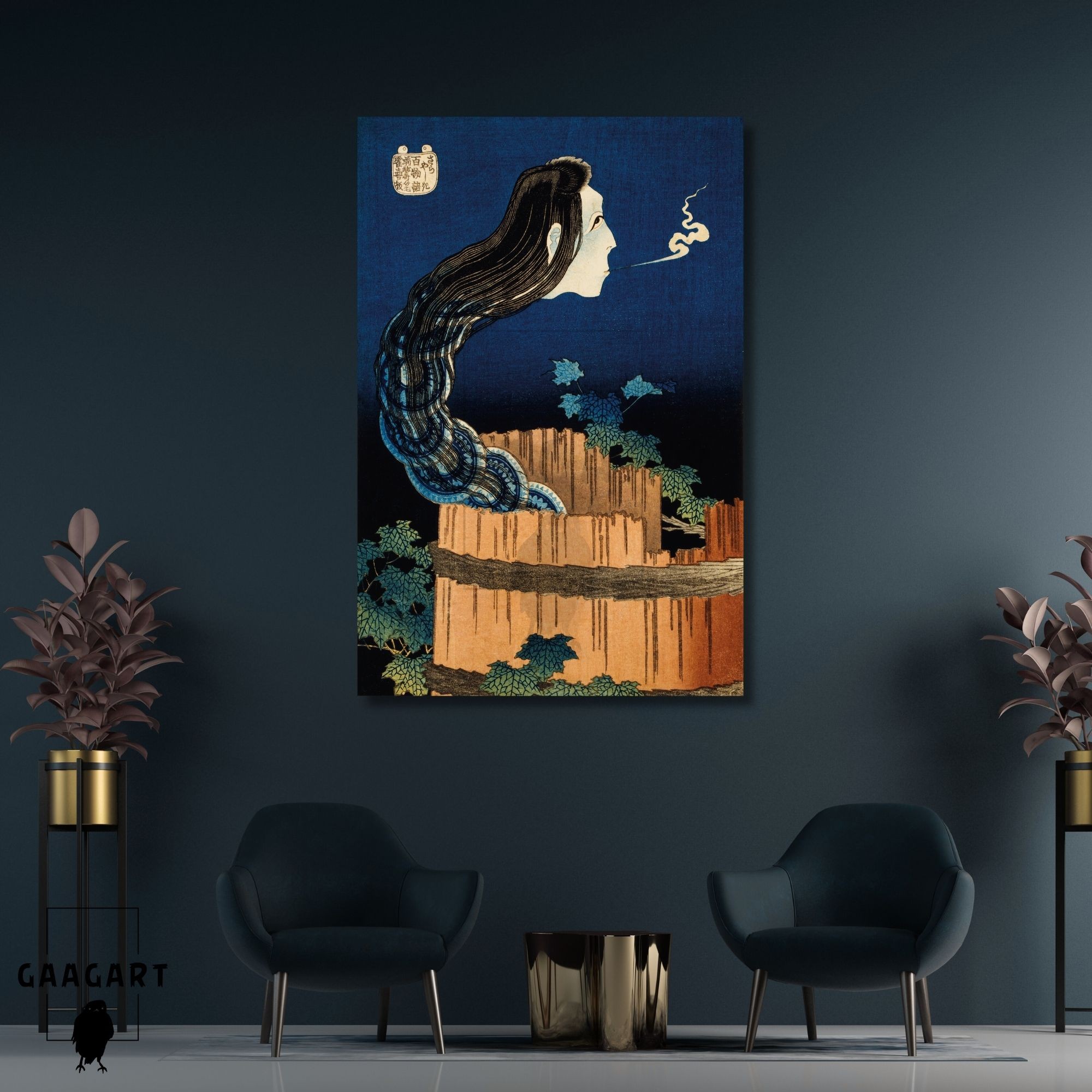 Tekli Dikey Kanvas Tablo Ünlü Eserler Katsushika Hokusai Ghost Stories