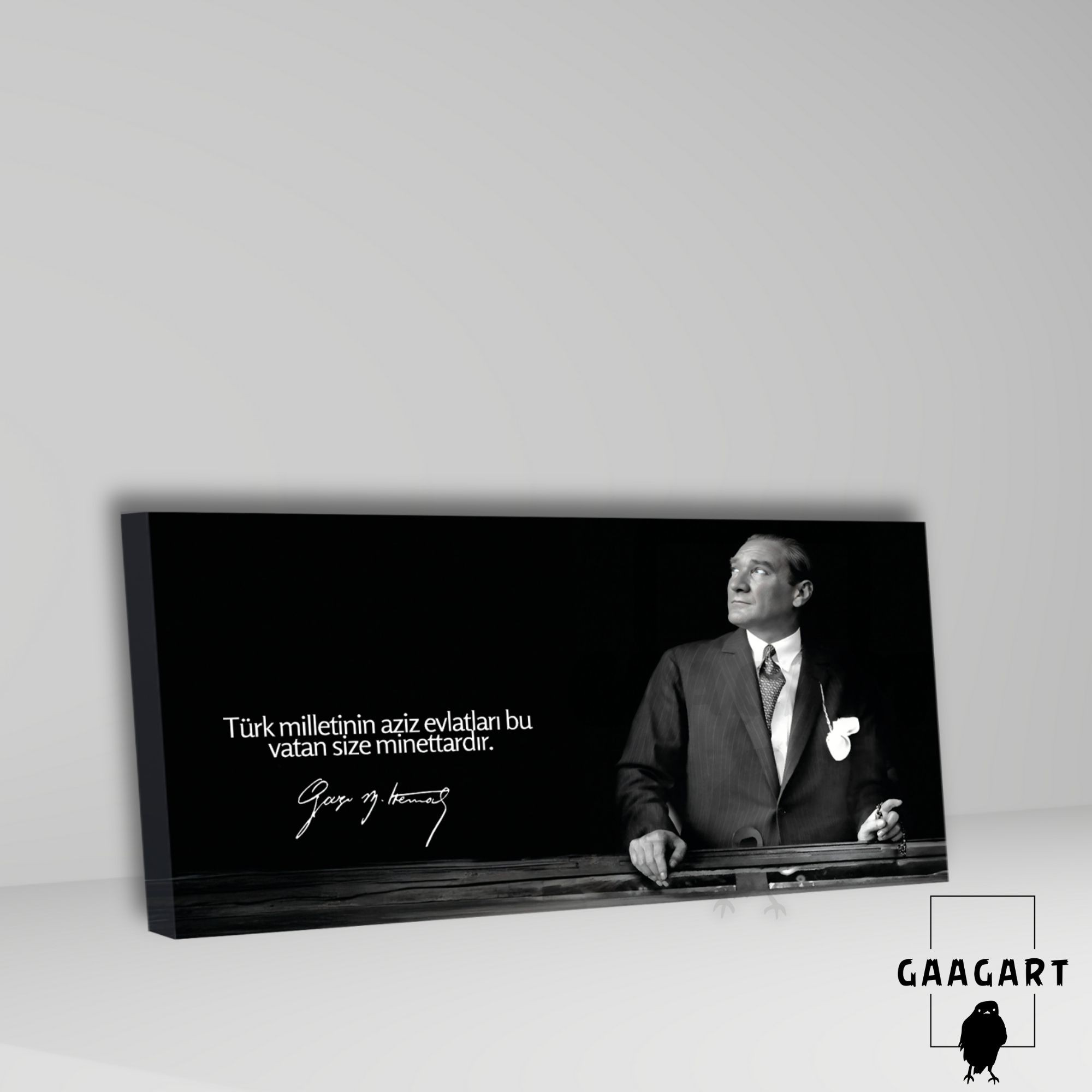 Panoramik Kanvas Atatürk Sözleri Türk milletinin aziz evlatları bu vatan size minettardır.