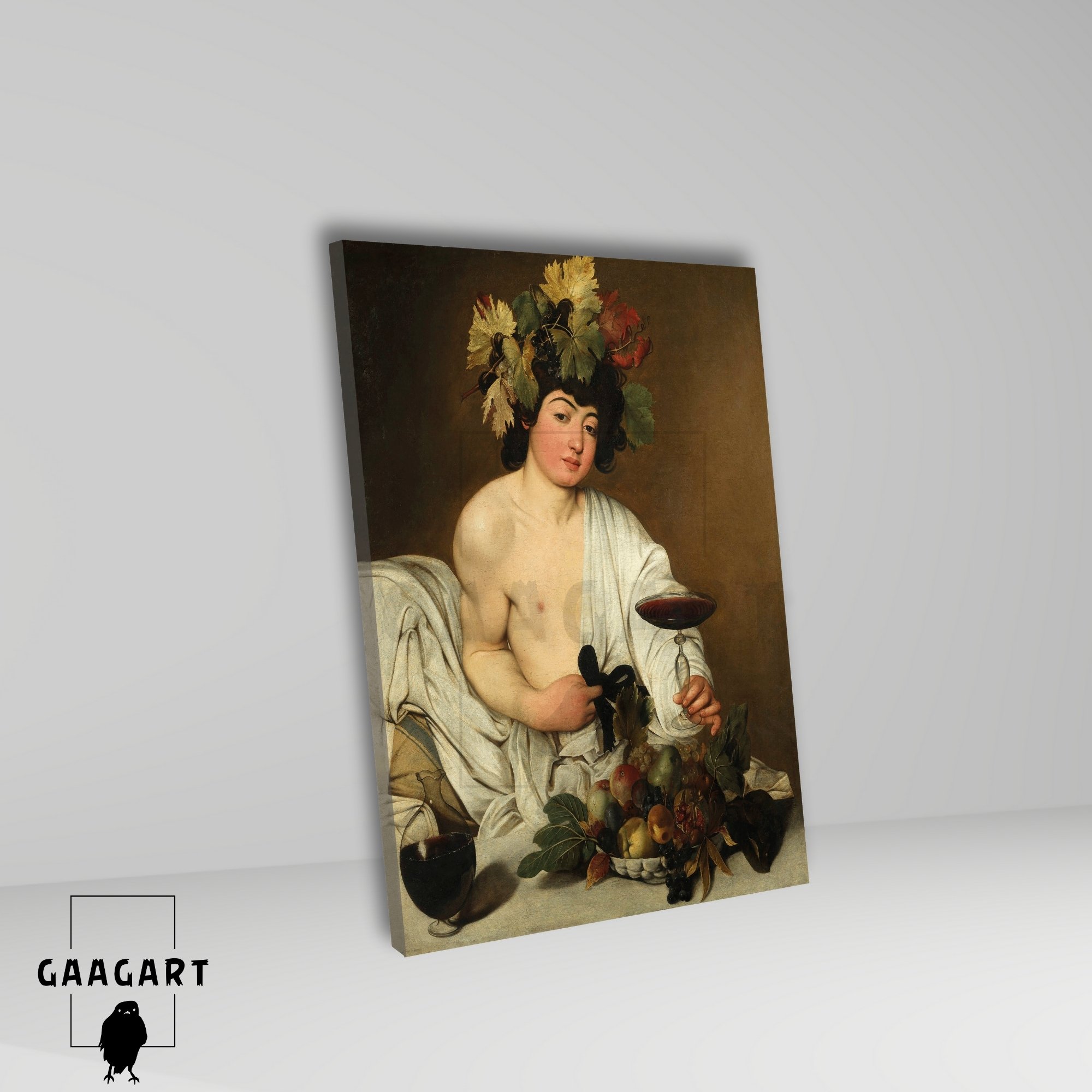 Tekli Dikey Kanvas Tablo Ünlü Eserler Caravaggio Bacchus