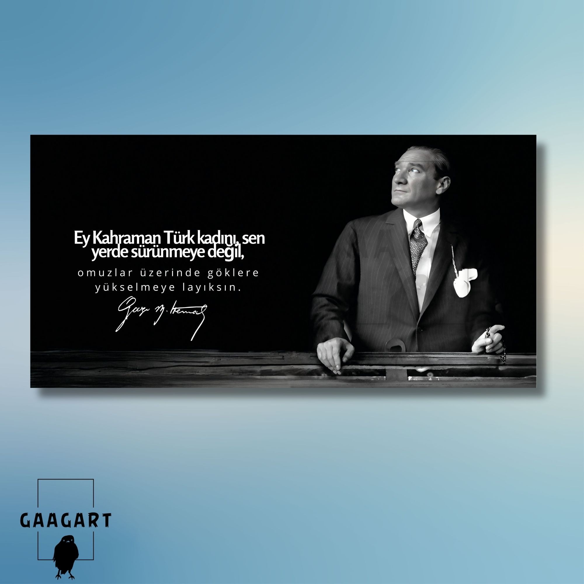 Panoramik Kanvas Makam Panosu Atatürk Sözleri Kahraman Türk Kadını