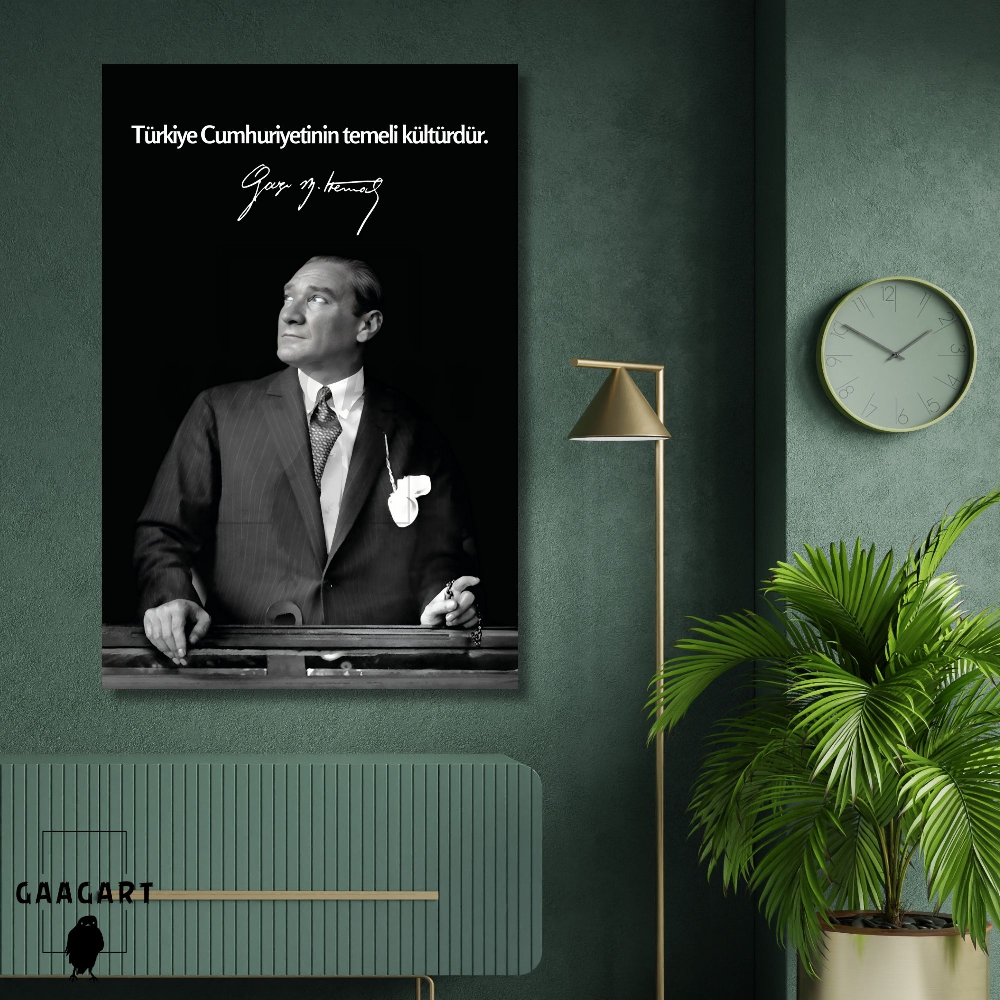 Tekli Dikey Kanvas Makam Panosu Atatürk Sözleri Türkiye Cumhuriyetinin Temeli Kültürdür