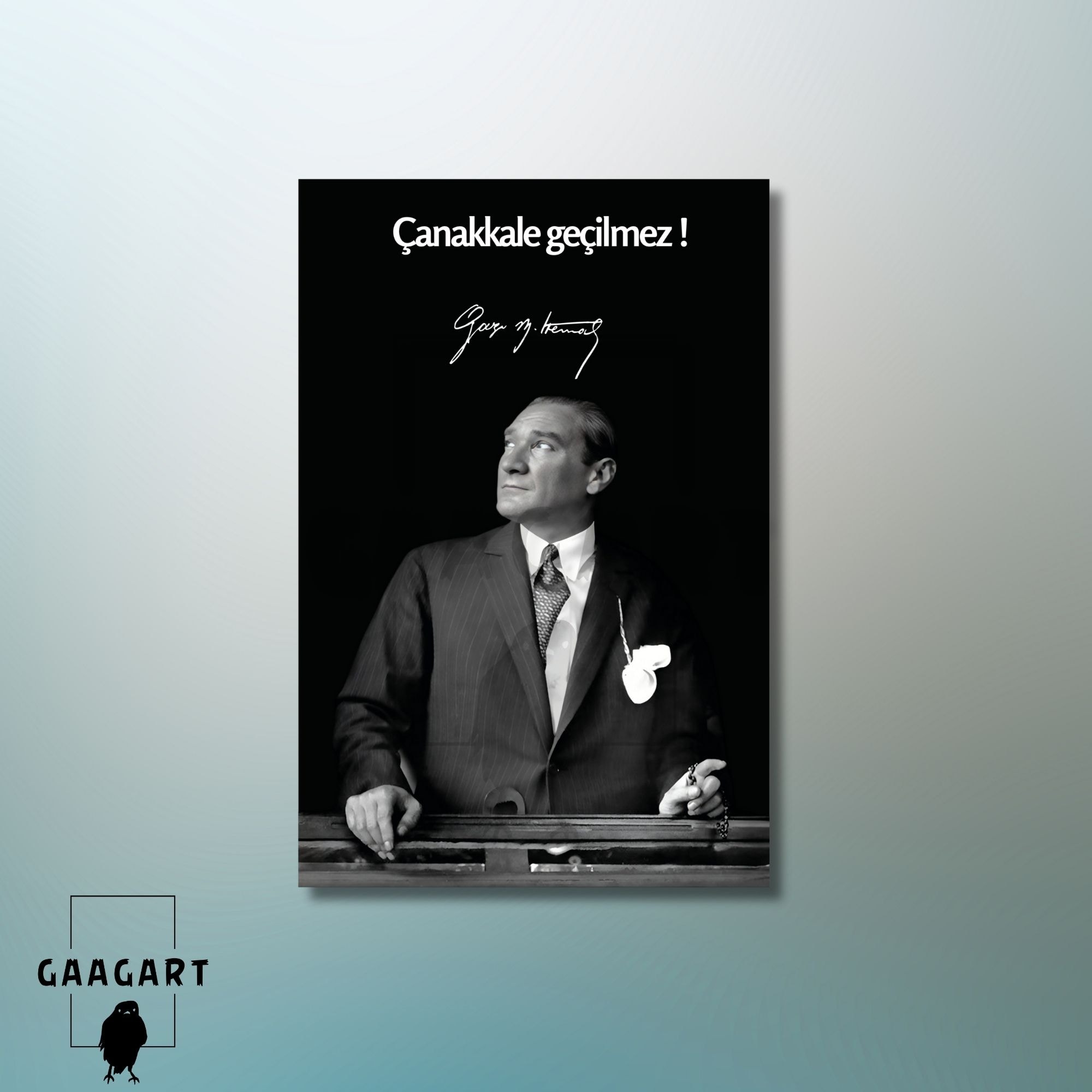 Tekli Dikey Kanvas Makam Panosu Atatürk Sözleri Çanakkale Geçilmez!
