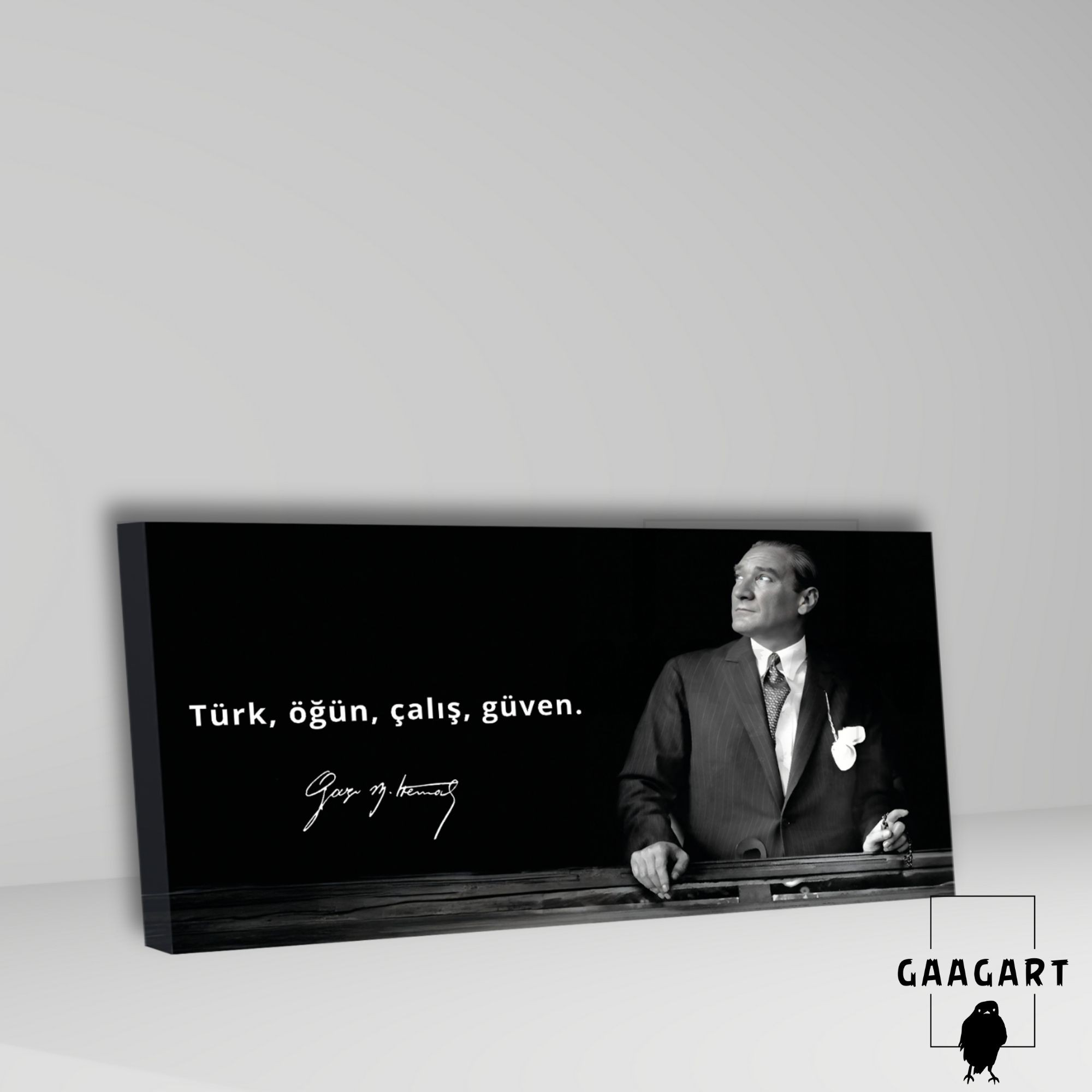 Panoramik Kanvas Makam Panosu Atatürk Sözleri Türk, öğün, çalış, güven.