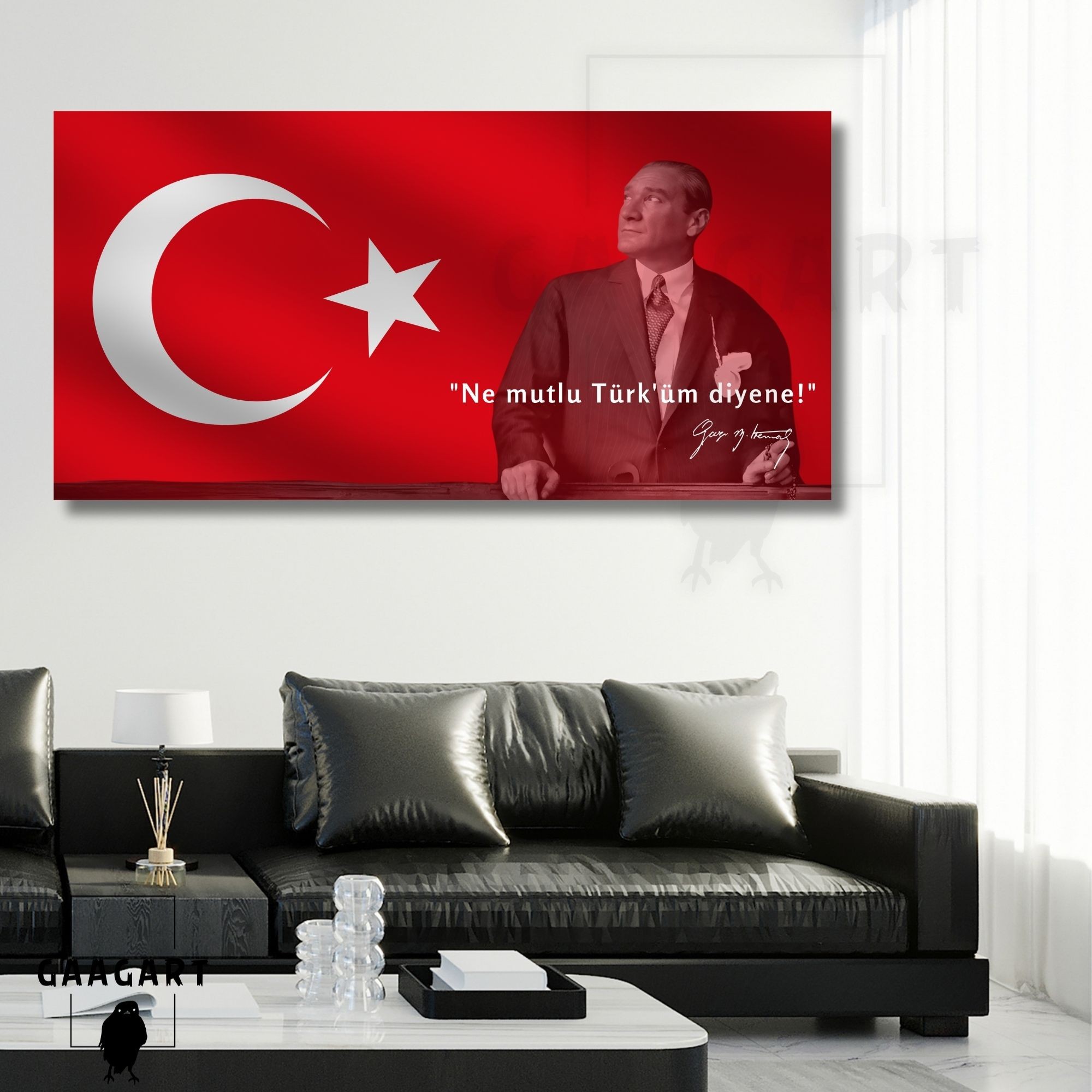 Panoramik Kanvas Makam Panosu Atatürk Sözleri "Ne mutlu Türk'üm diyene!"
