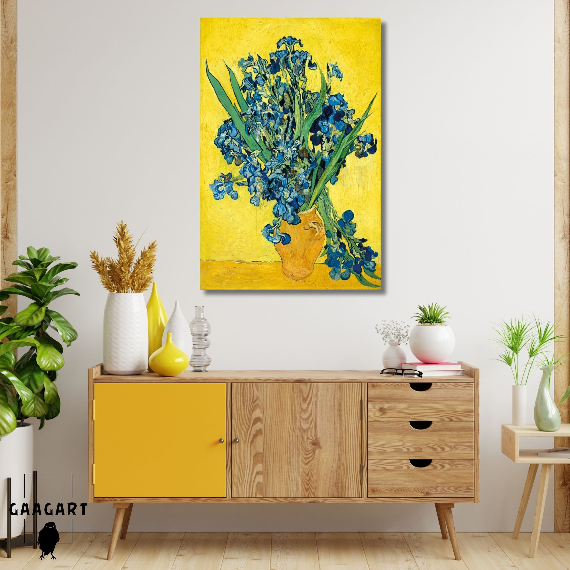 Tekli Dikey Kanvas Tablo Ünlü Eserler Van Gogh Irises