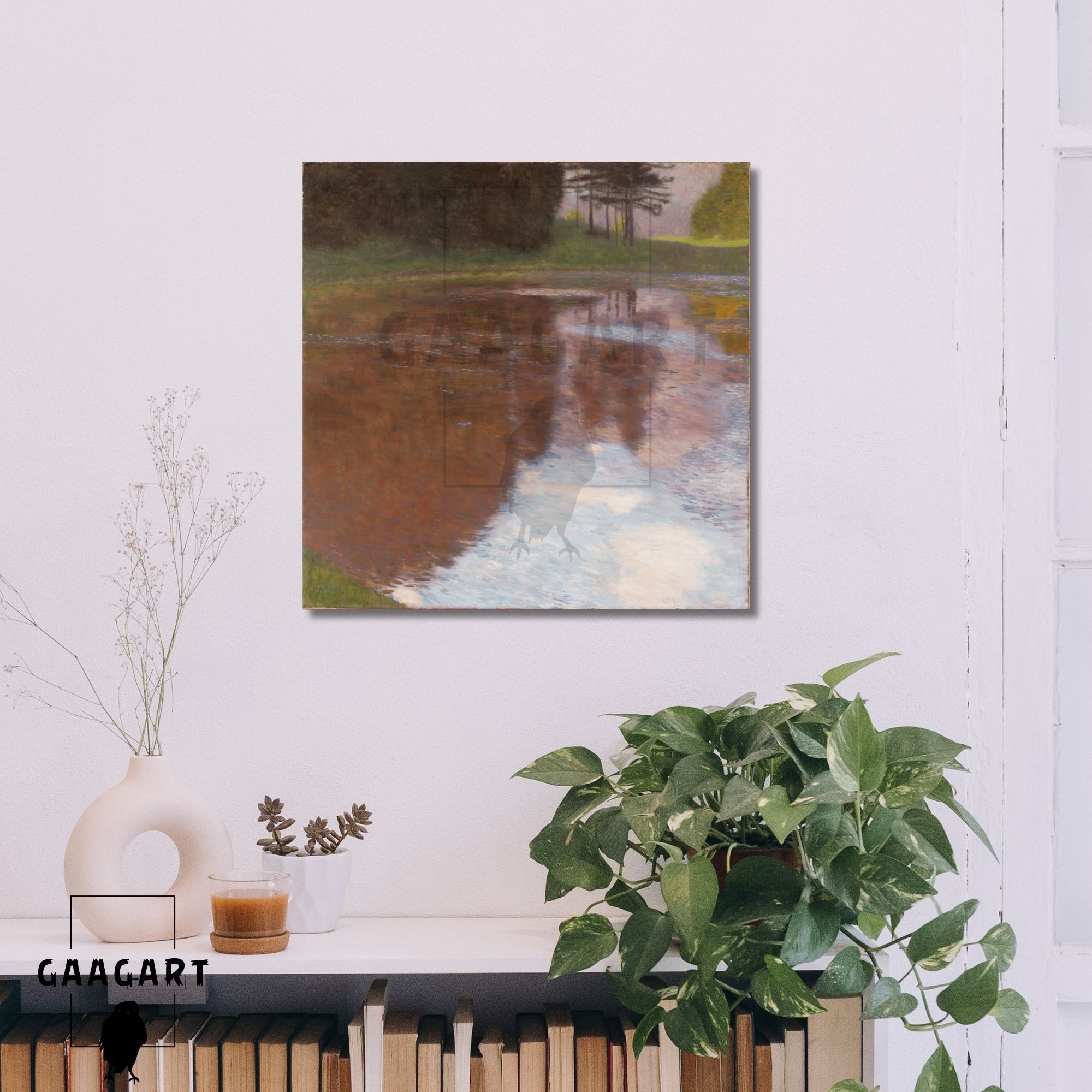 Kare Kanvas Tablo Ünlü Eserler Gustav Klimt-Tranquil Pond