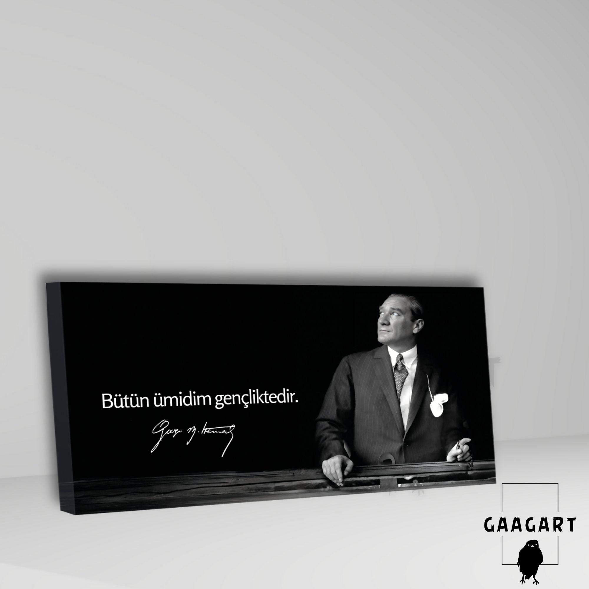 Panoramik Kanvas Makam Panosu Atatürk Sözleri Bütün ümidim gençliktedir.