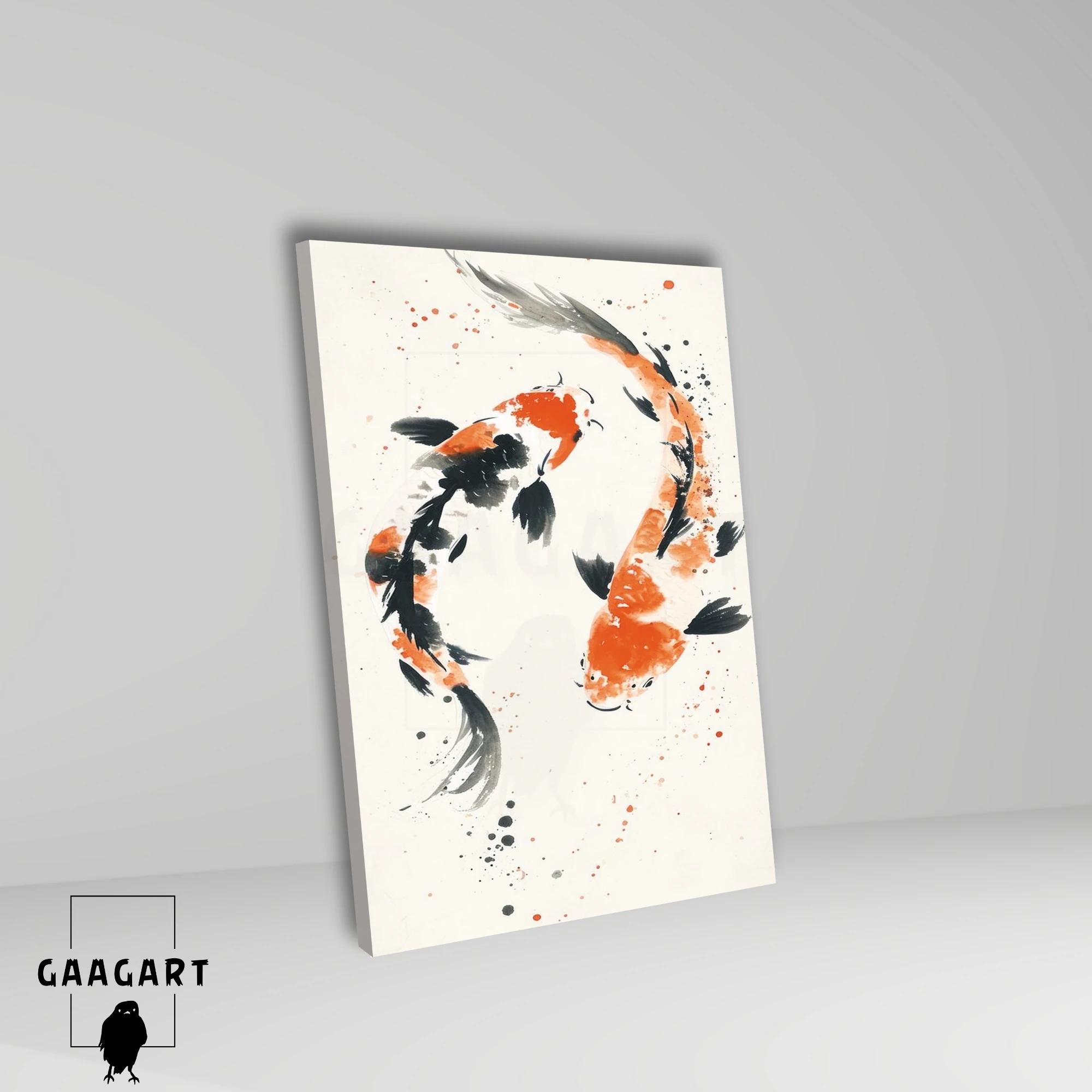 Tekli Dikey Kanvas Tablo Japon Koi Sazan Balığı