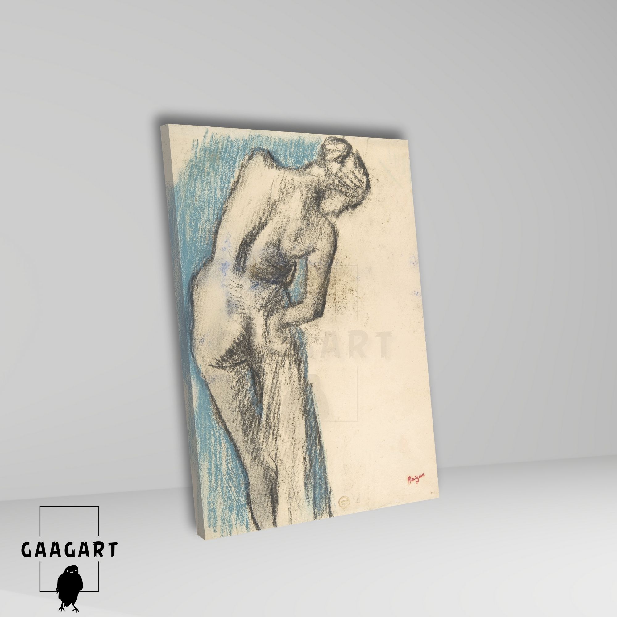 Tekli Dikey Kanvas Edgar Degas Bather Drying Herself
