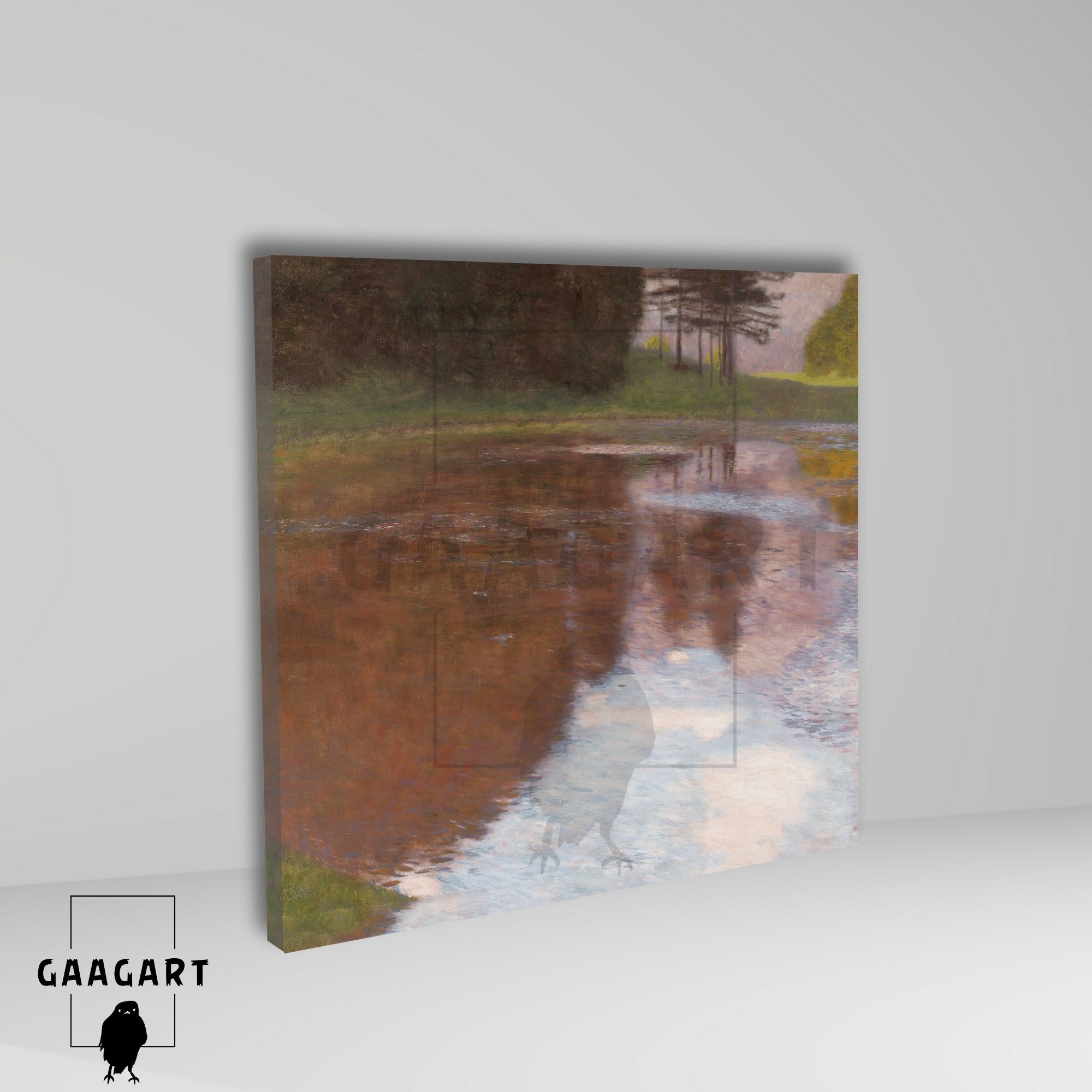 Kare Kanvas Tablo Ünlü Eserler Gustav Klimt-Tranquil Pond