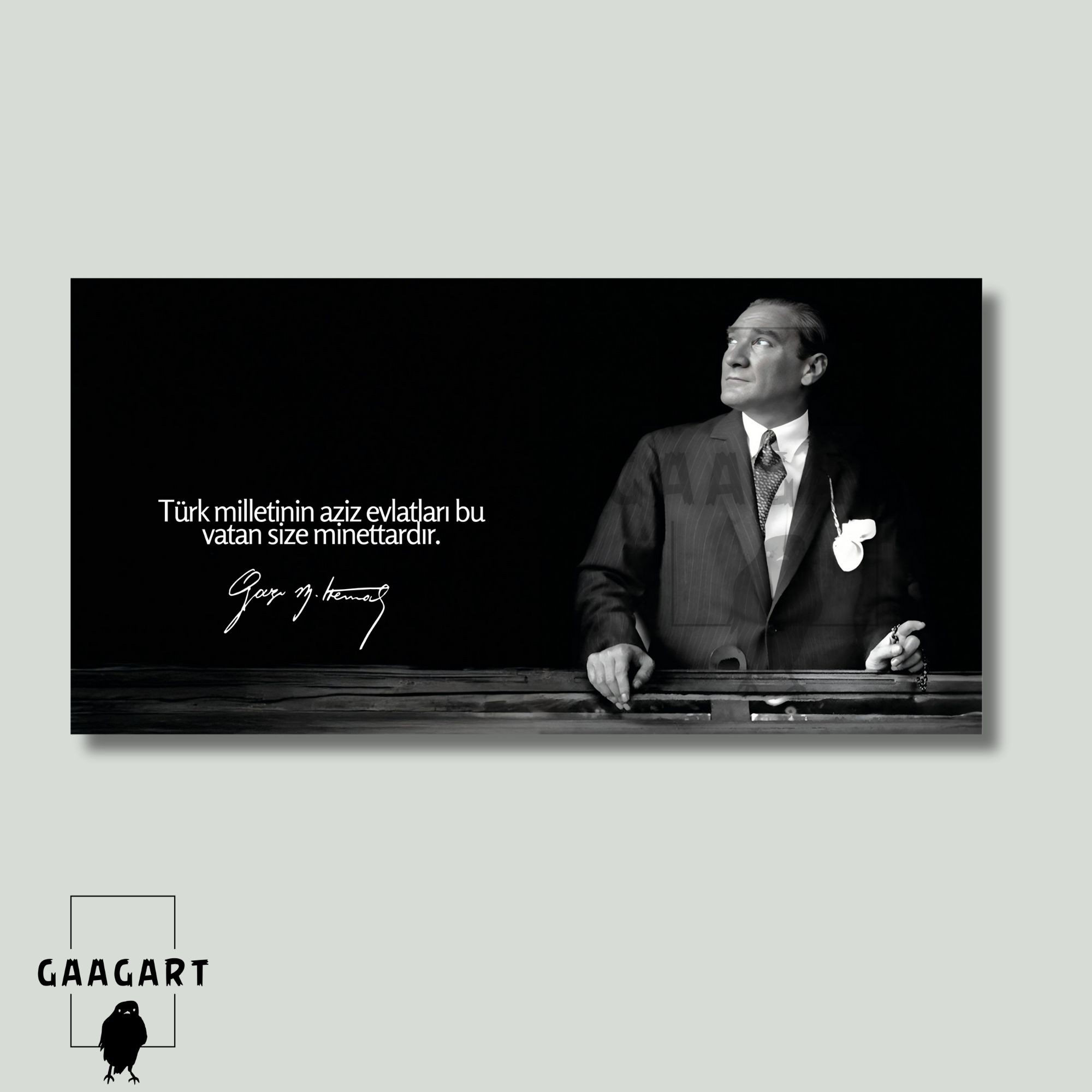 Panoramik Kanvas Atatürk Sözleri Türk milletinin aziz evlatları bu vatan size minettardır.
