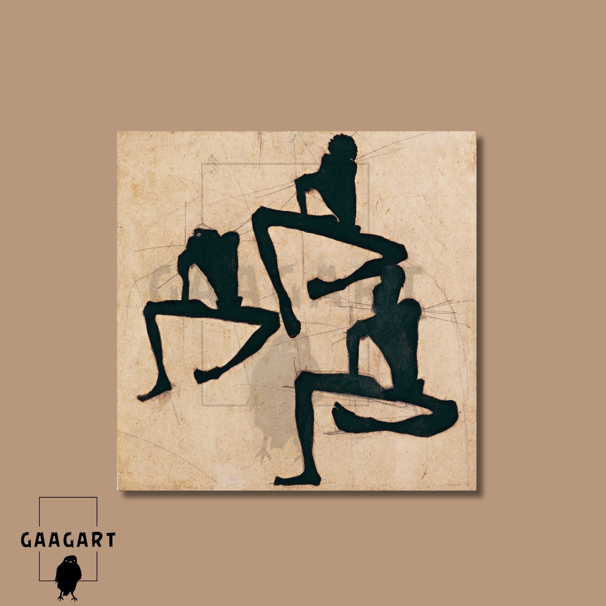 Kare Kanvas Tablo Ünlü Eserler Egon Schiele Composition with Three Male Nudes