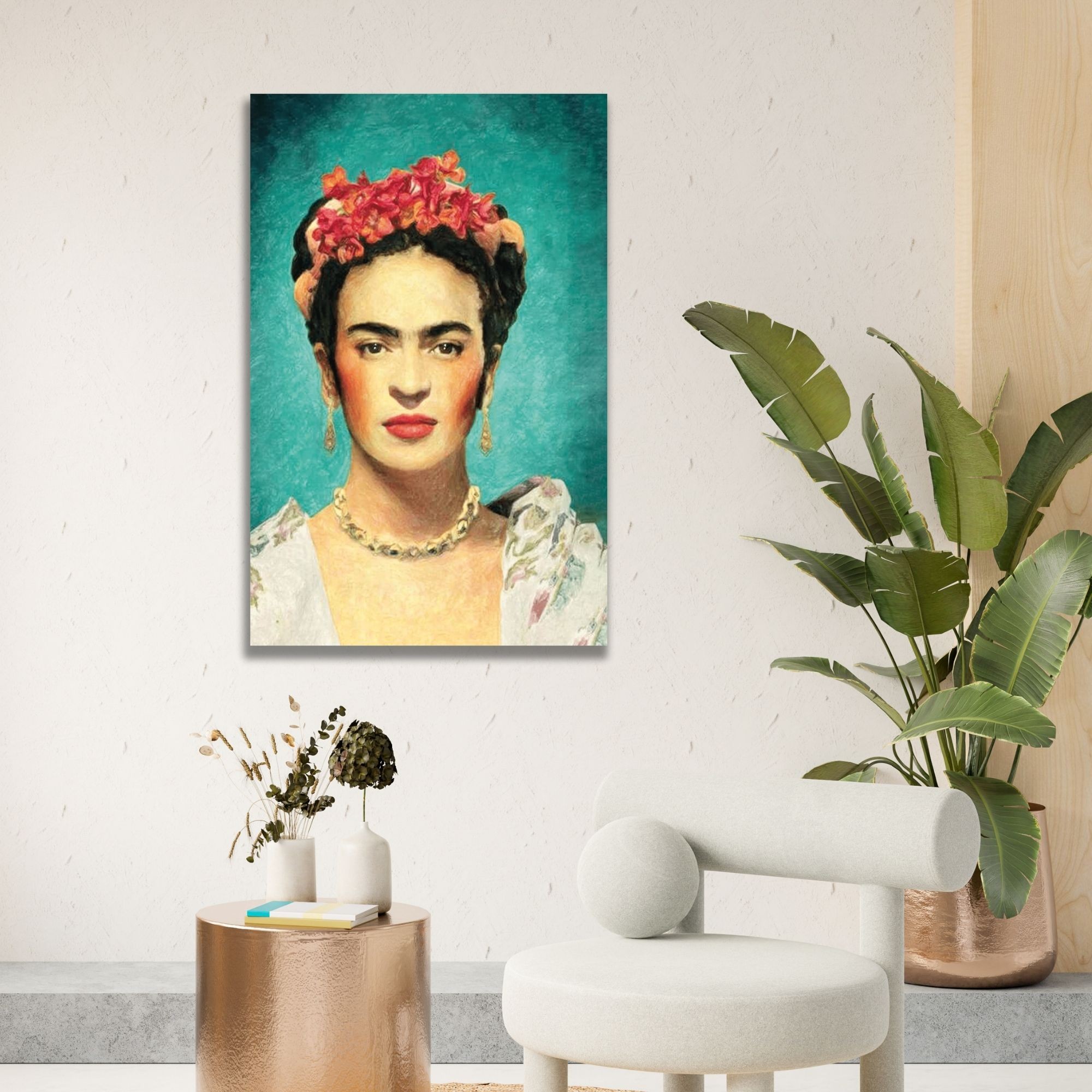 Tekli Dikey Kanvas Duvar Tablosu Frida Kahlo Portresi