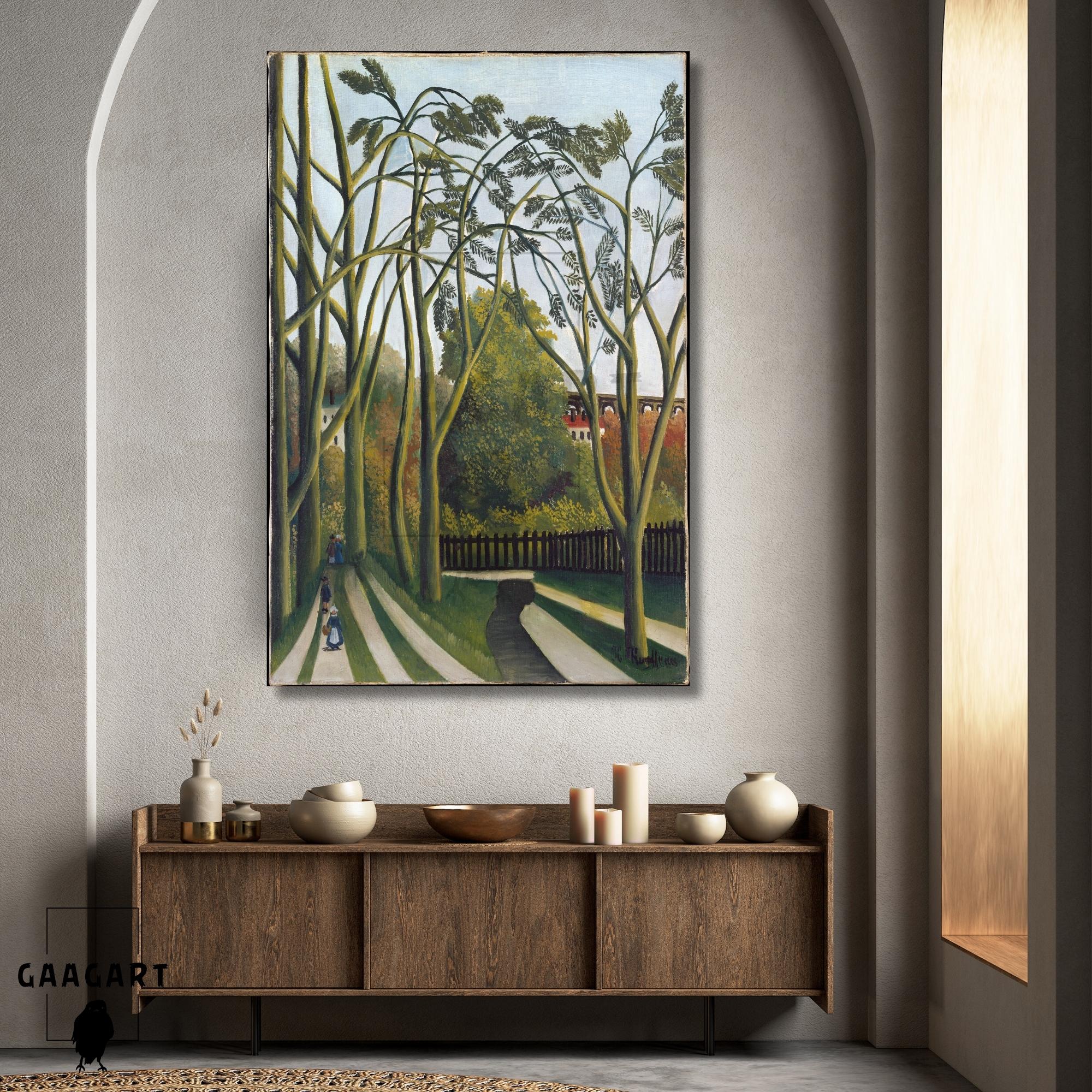 Tekli Dikey Kanvas Tablo Ünlü Eserler Henri Rousseau The Bievre Near Bicetre