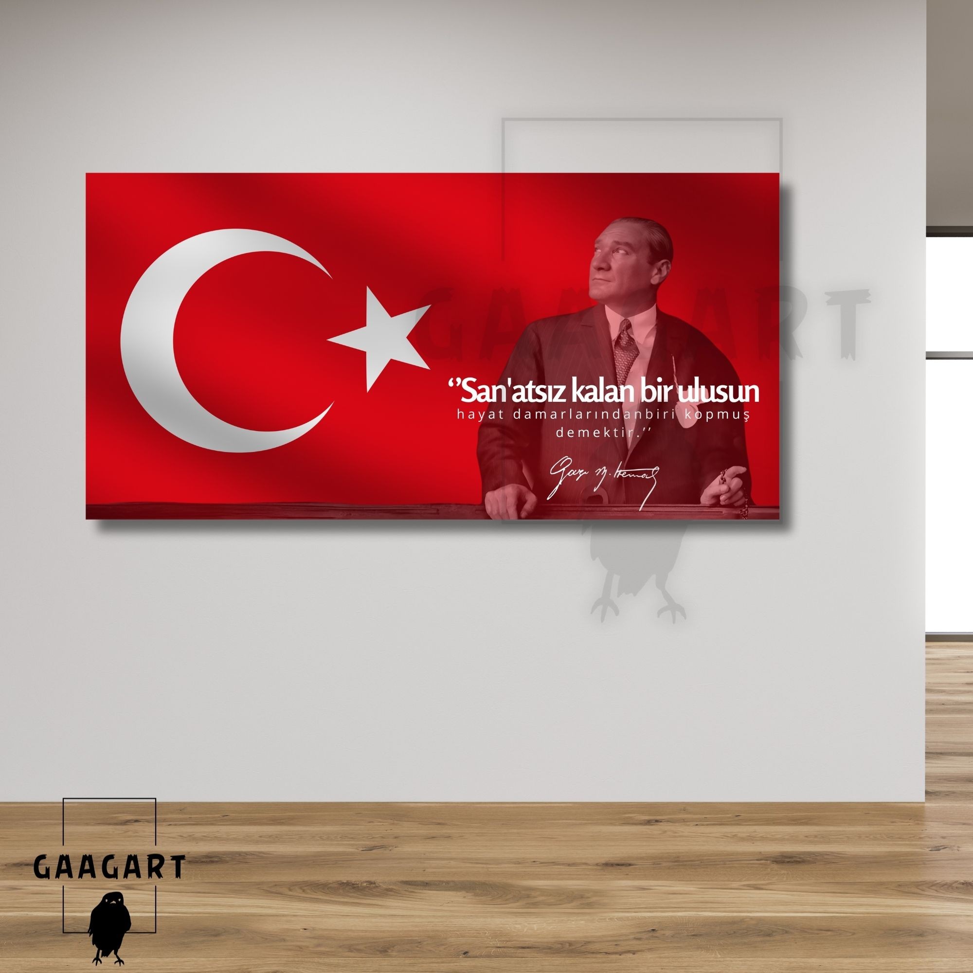 Panoramik Kanvas Makam Panosu Atatürk Sözleri Sanatsız kalan bir ulusun hayat damarlarından biri kopmuş demektir.