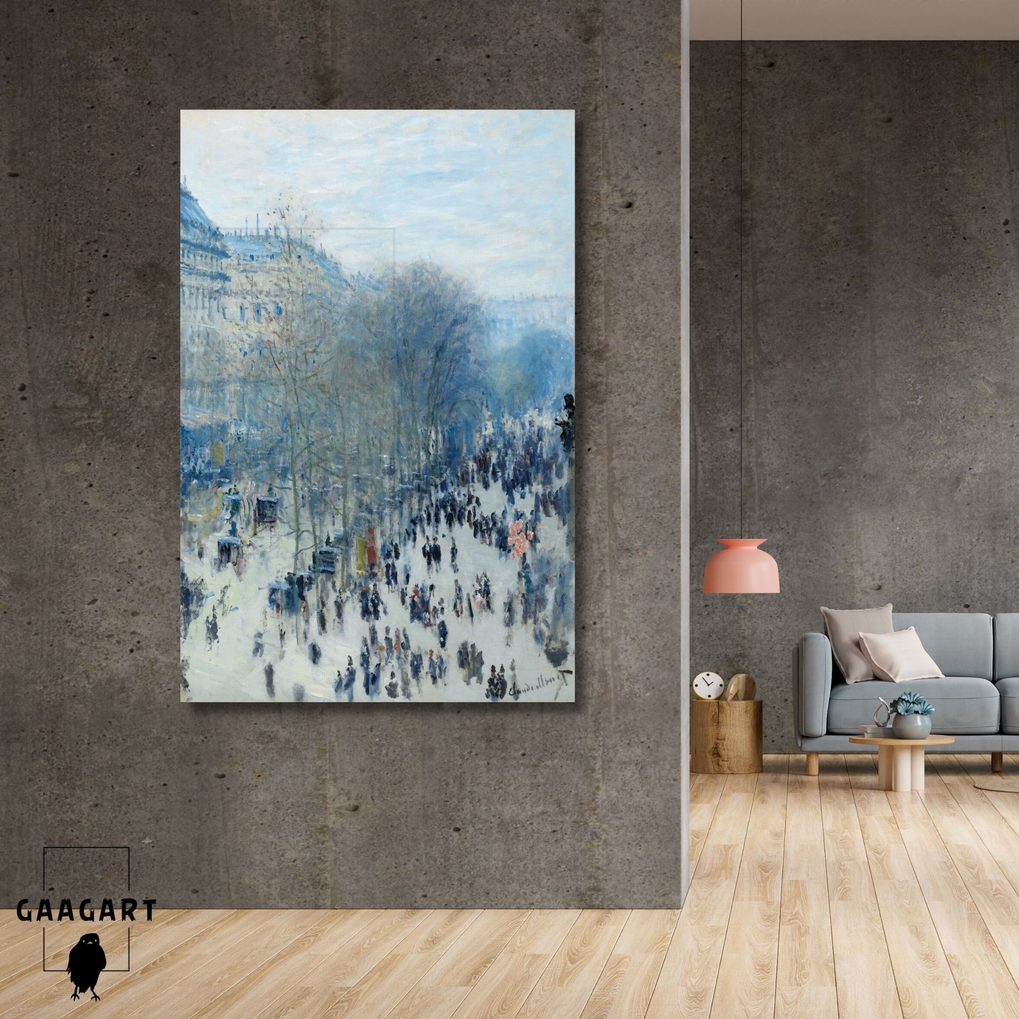 Tekli Dikey Kanvas Tablo Ünlü Eserler Claude Monet Boulevard Des Capucines