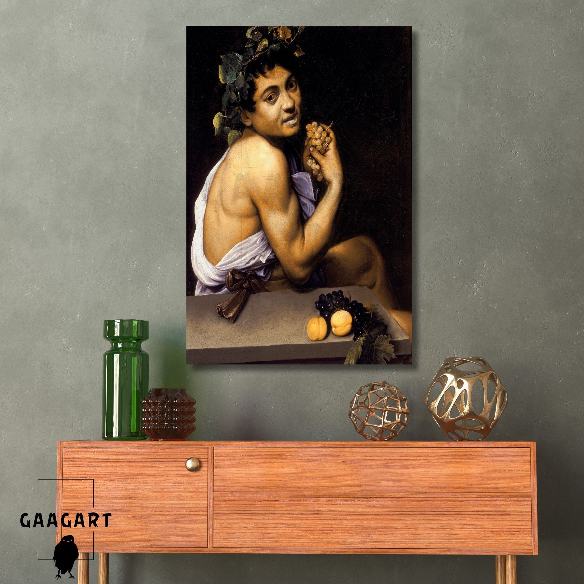Tekli Dikey Kanvas Tablo Ünlü Eserler Caravaggio Genç Hasta Bacchus