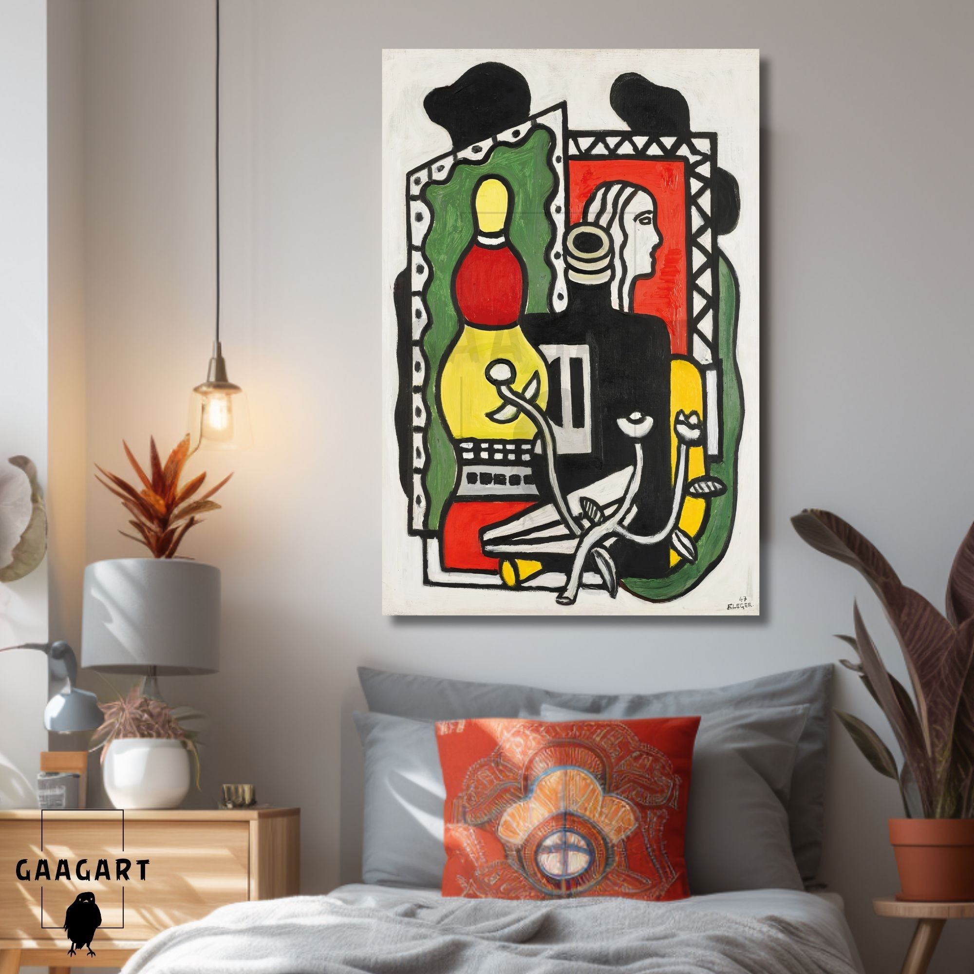 Tekli Dikey Kanvas Tablo Ünlü Eserler Fernand Leger Le Vase Noir