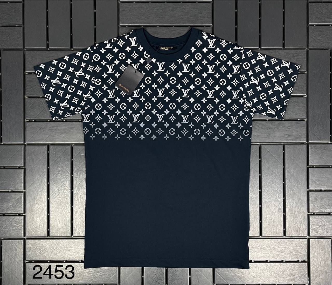 LOUIS VUITTON Erkek Baskı Detaylı Lacivert T-Shirt 2453