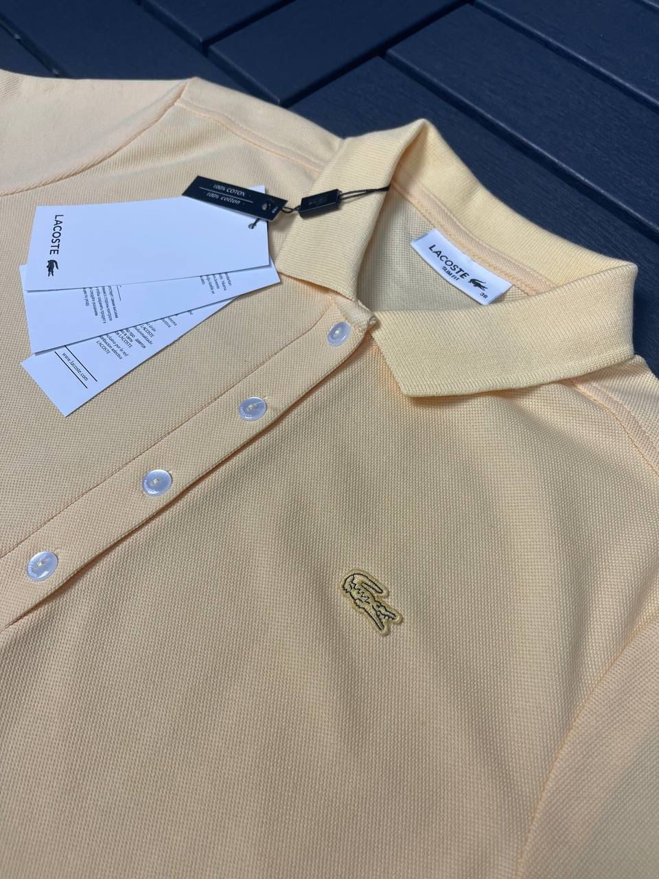 LACOSTE Polo Yaka Sarı Kadın T-Shirt 3008