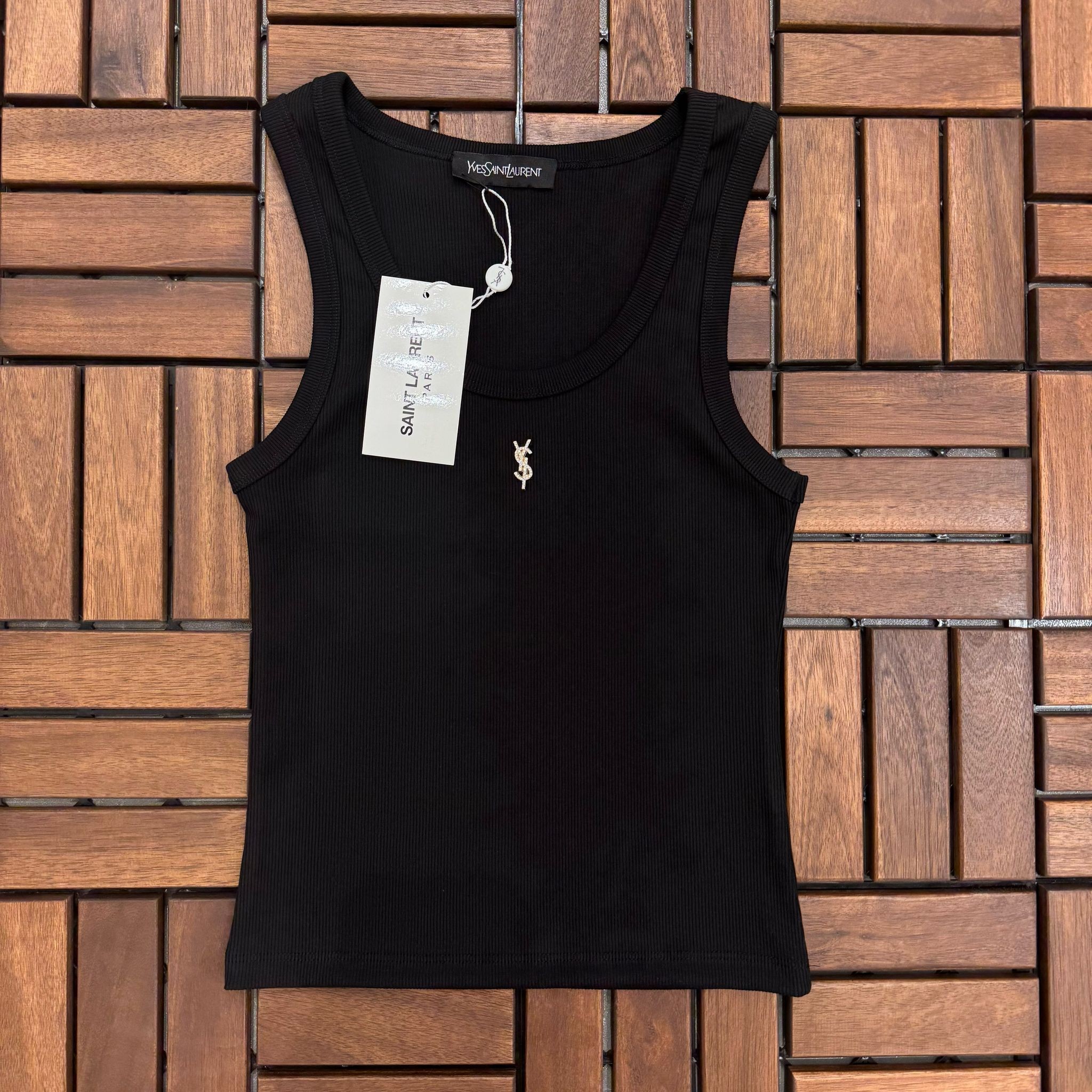 SAINT LAURENT Metal Logo Detaylı Siyah Kadın Atlet BES128