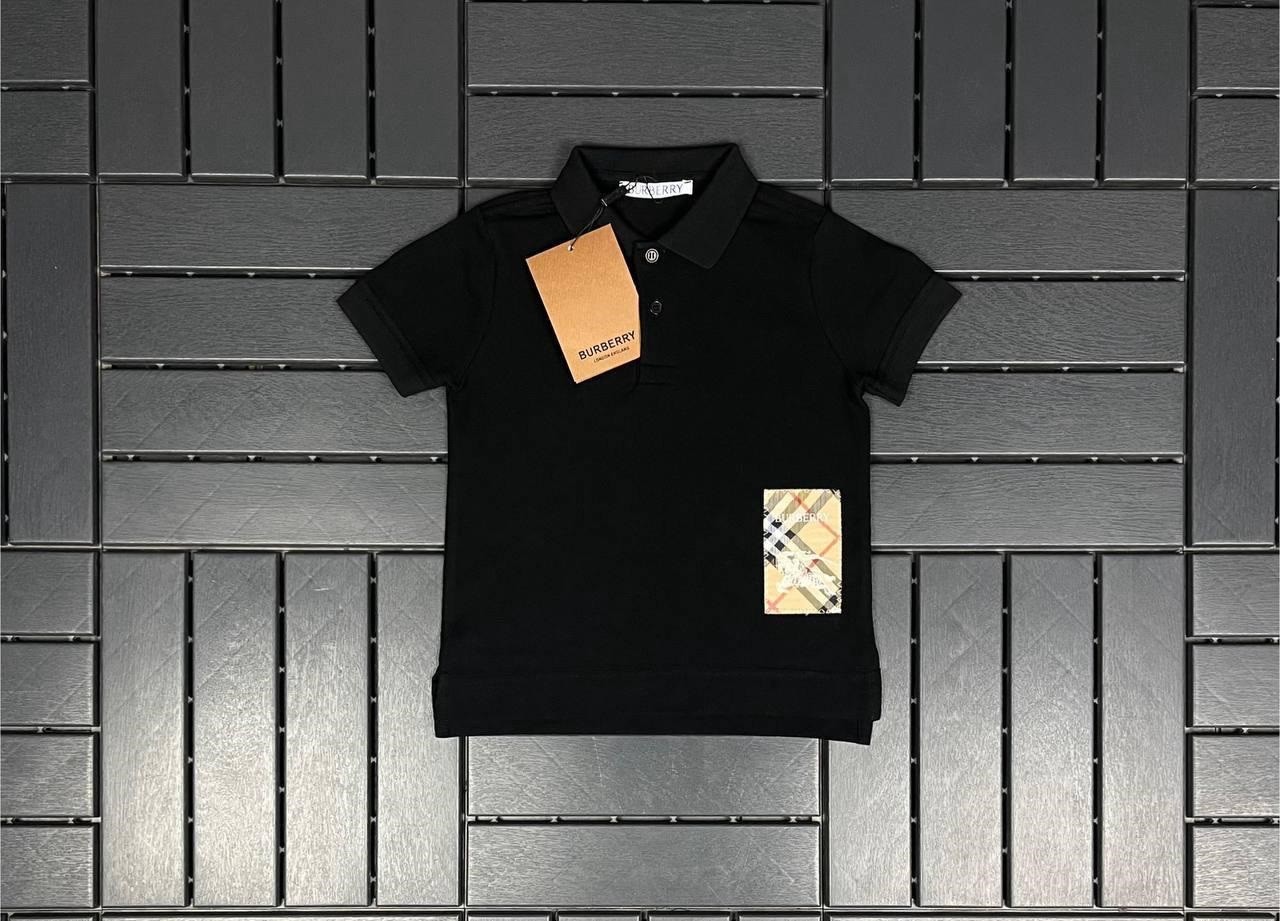 BURBERRY Polo Yaka Siyah Çocuk T-Shirt 80005