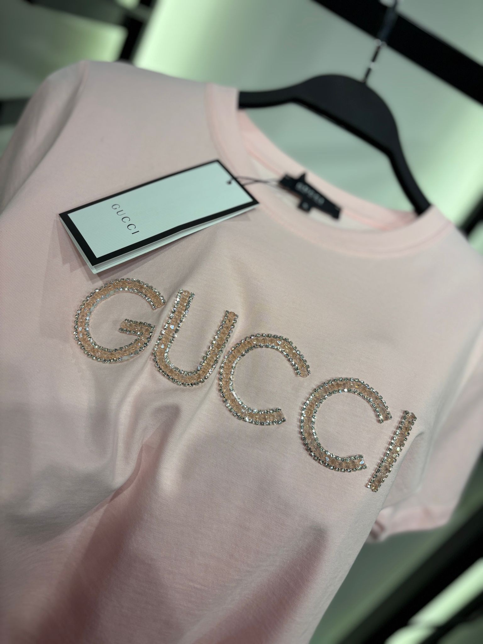 Gucci Taş Detaylı Pembe Kadın T-shirt