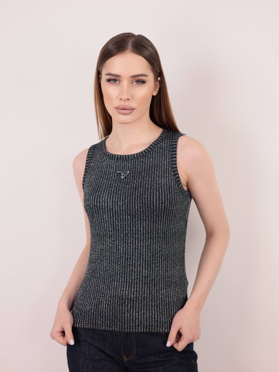 Prada Lacivert Simli Kadın Atlet 30056