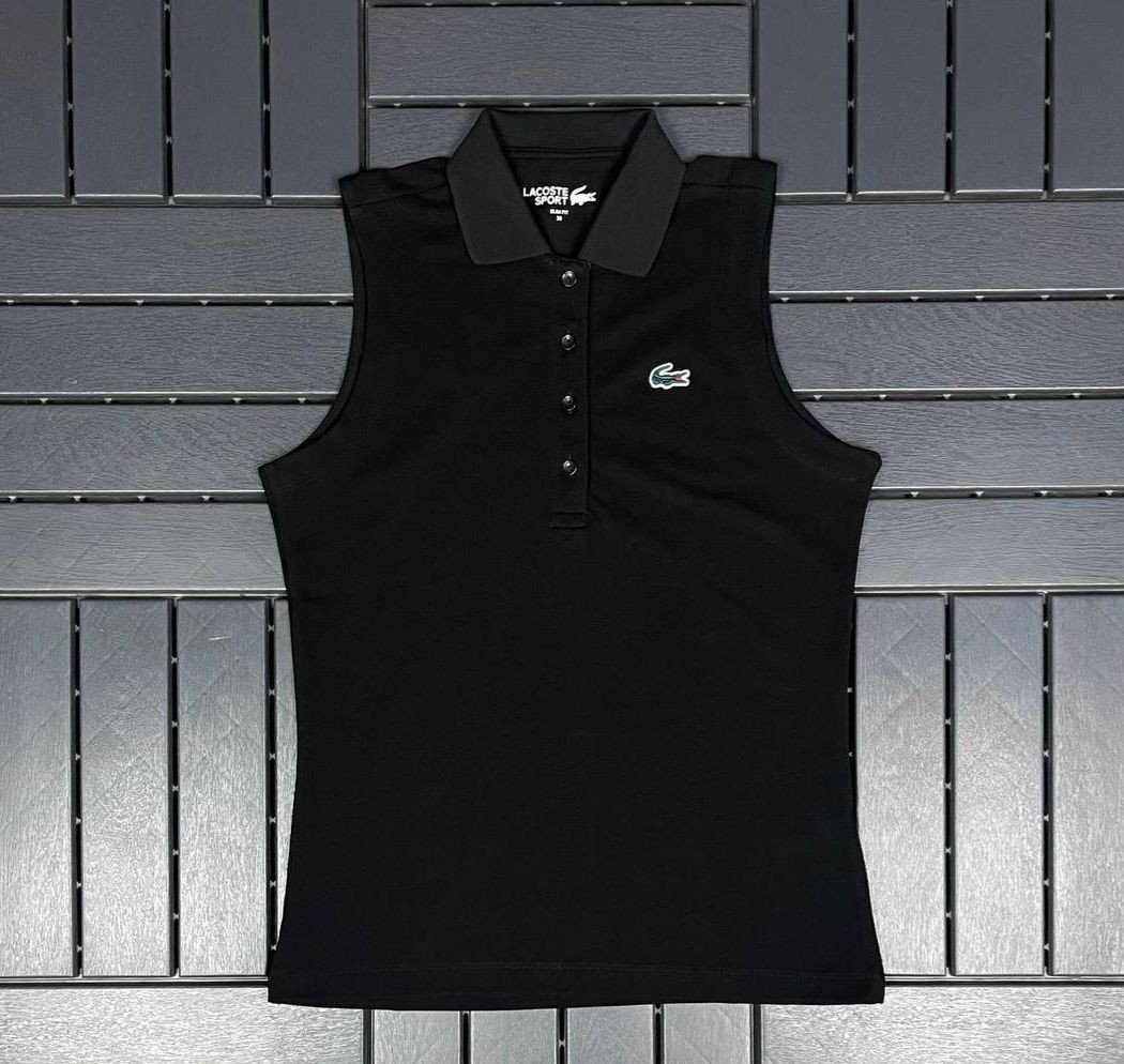 LACOSTE Polo Yaka Logo Detaylı Siyah Kadın T-Shirt 3026